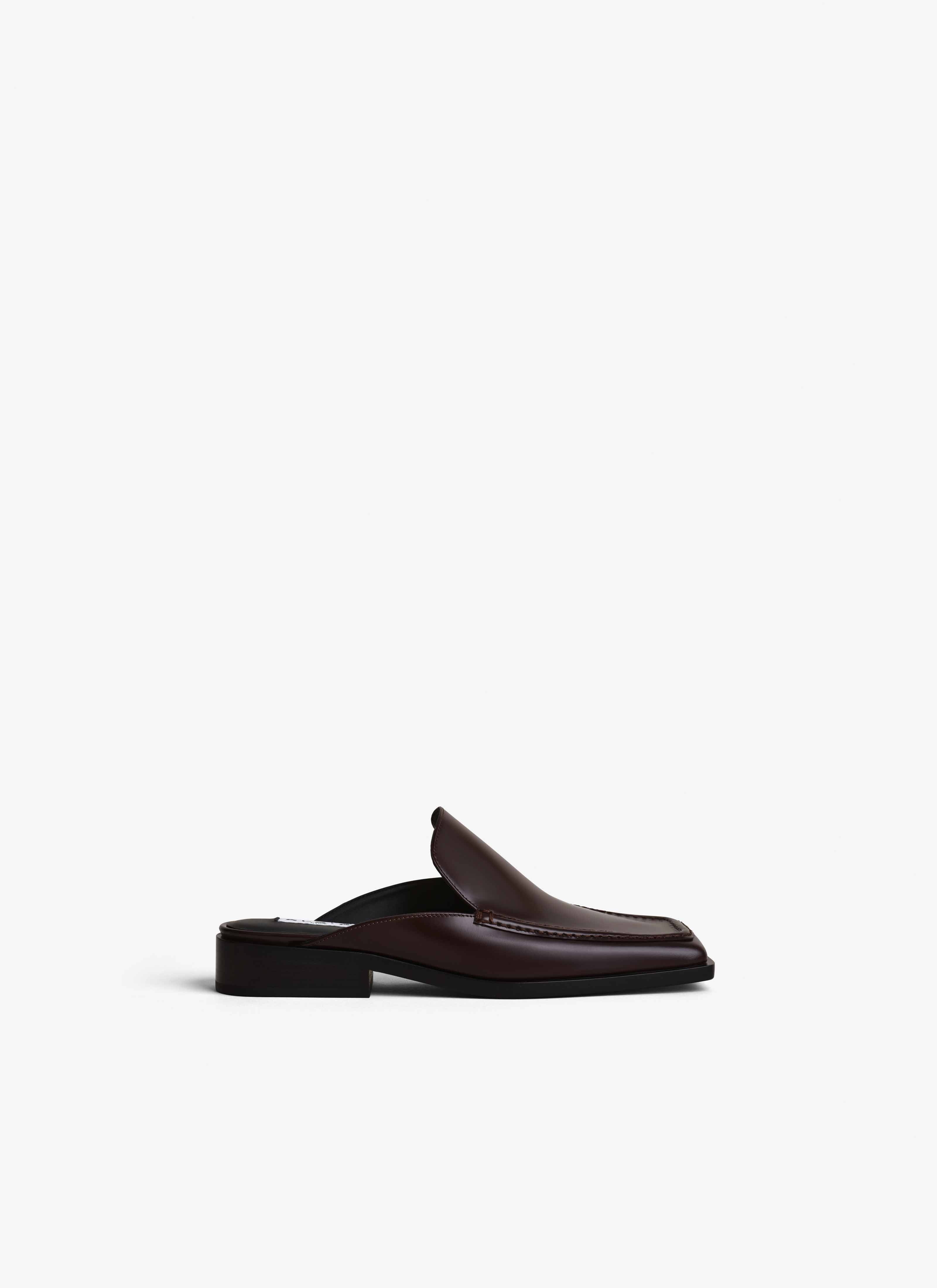 ALAÏA MULES MOCASSINS SQUARE EN CUIR CHOCOLAT