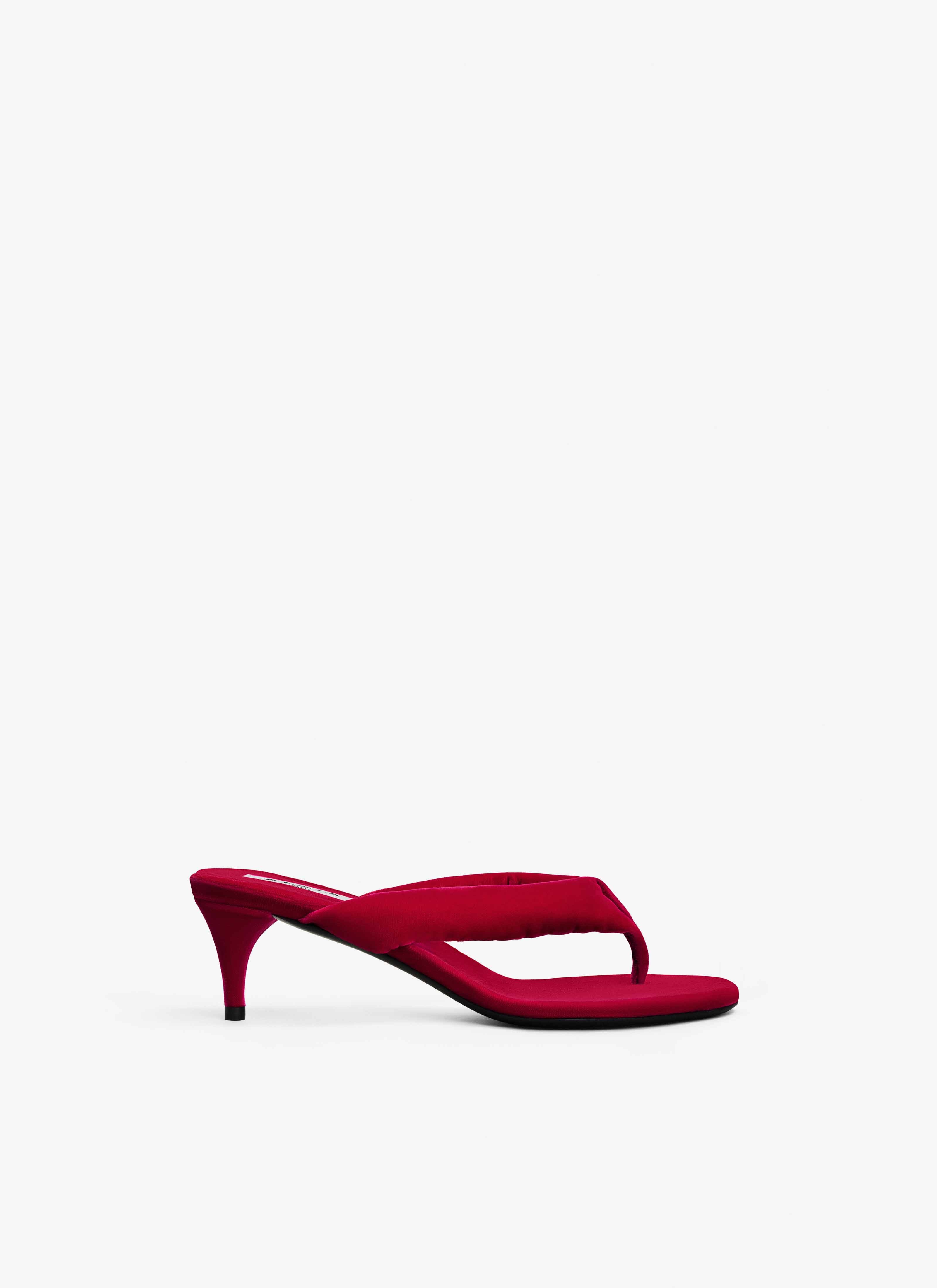 ALAÏA FUCHSIA HEEL THONG MULES IN VELVET