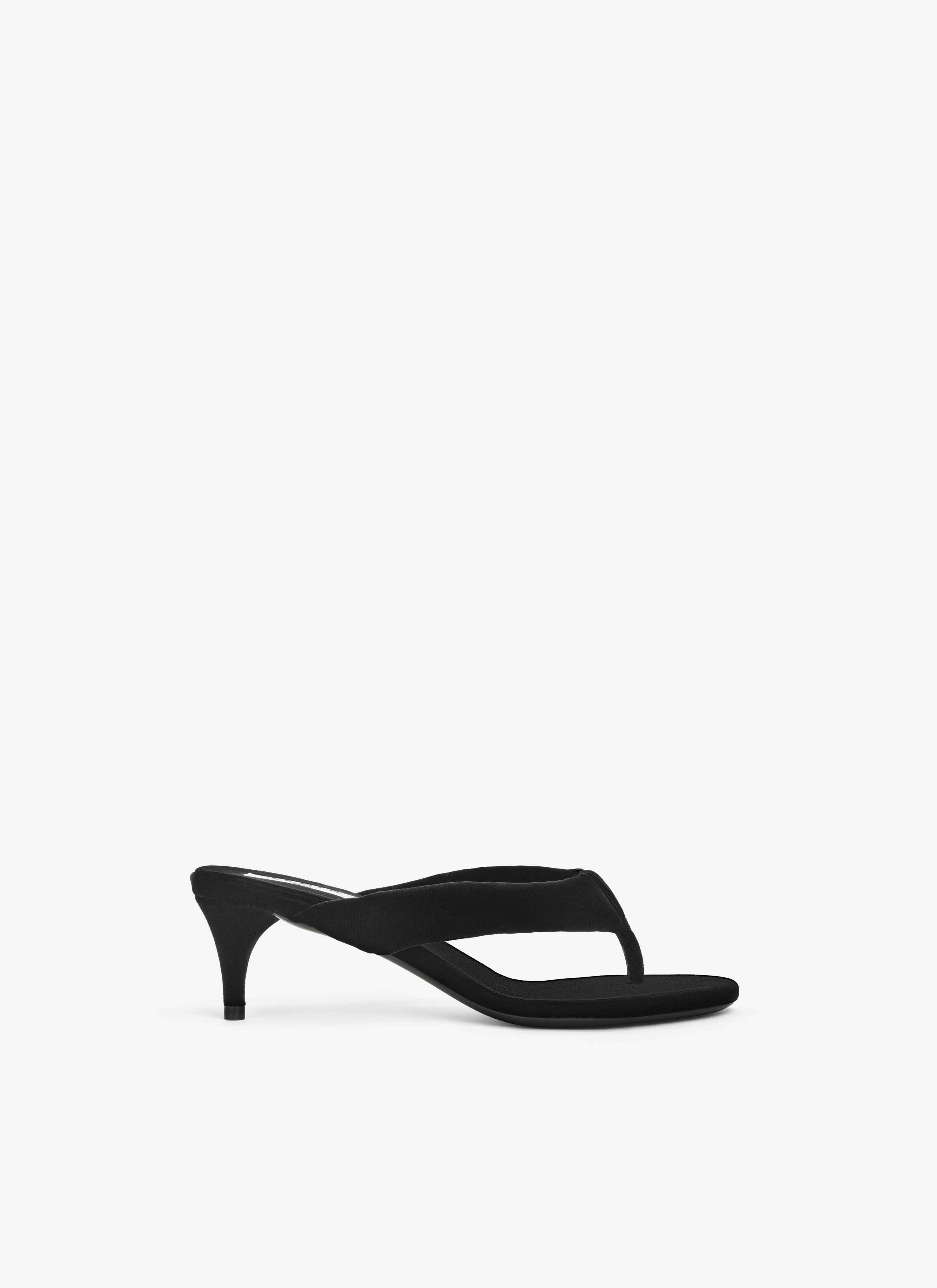 ALAÏA BLACK HEEL THONG MULES IN VELVET