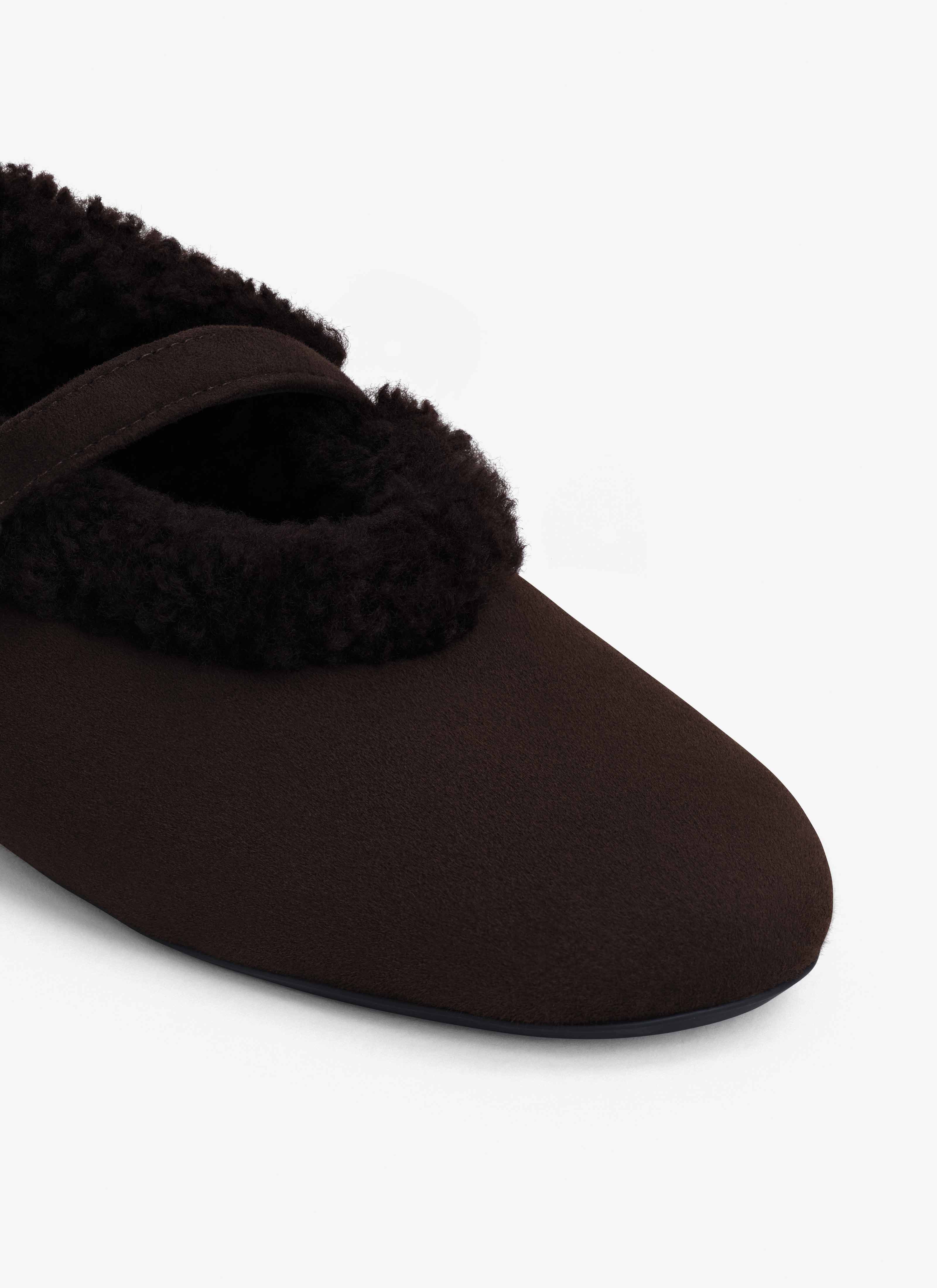 ALAÏA BROWN BALLET FLATS IN MERINO SHEARLING