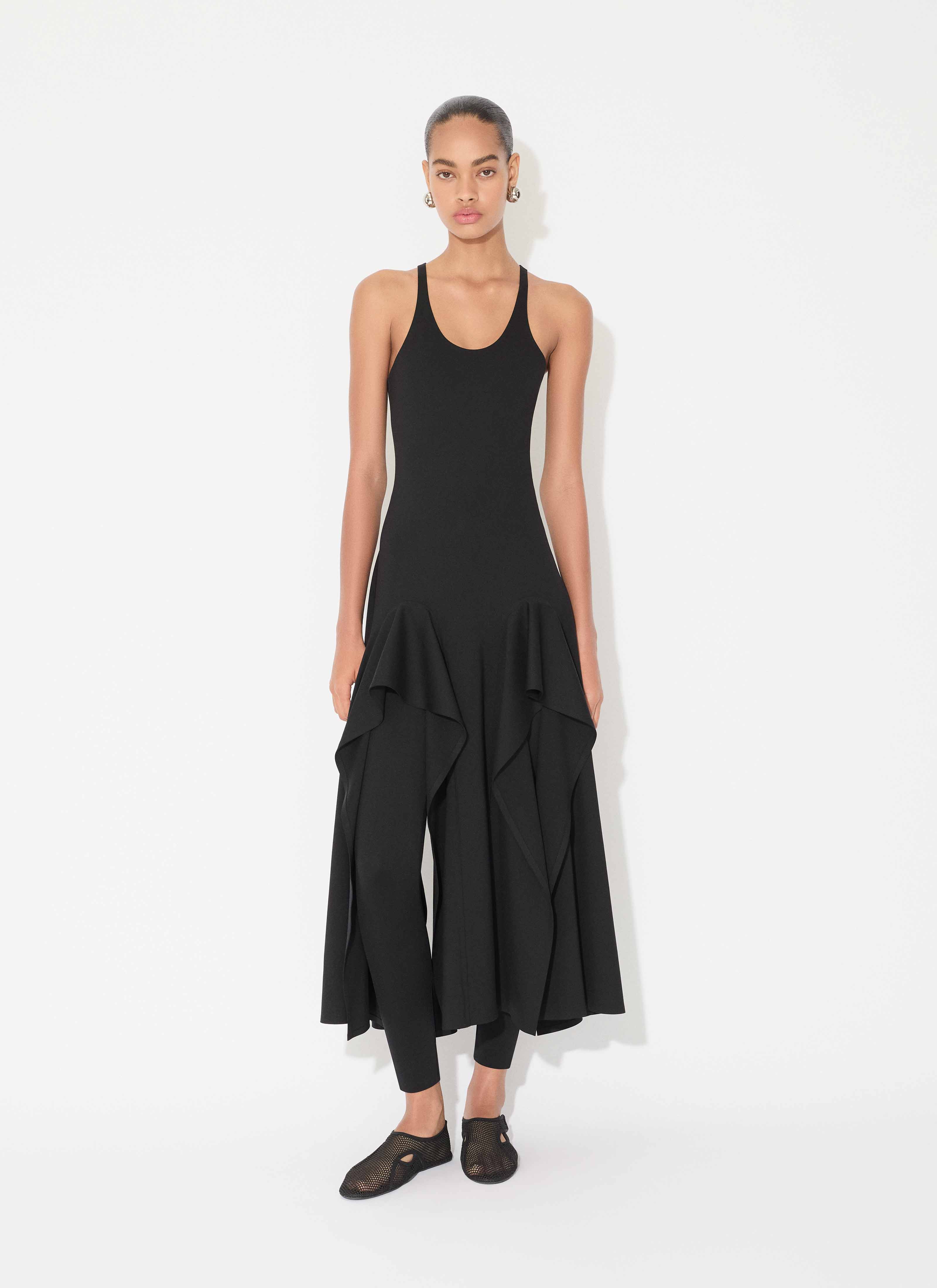 ALAÏA BLACK COMPACT JERSEY TECHNICAL DRESS