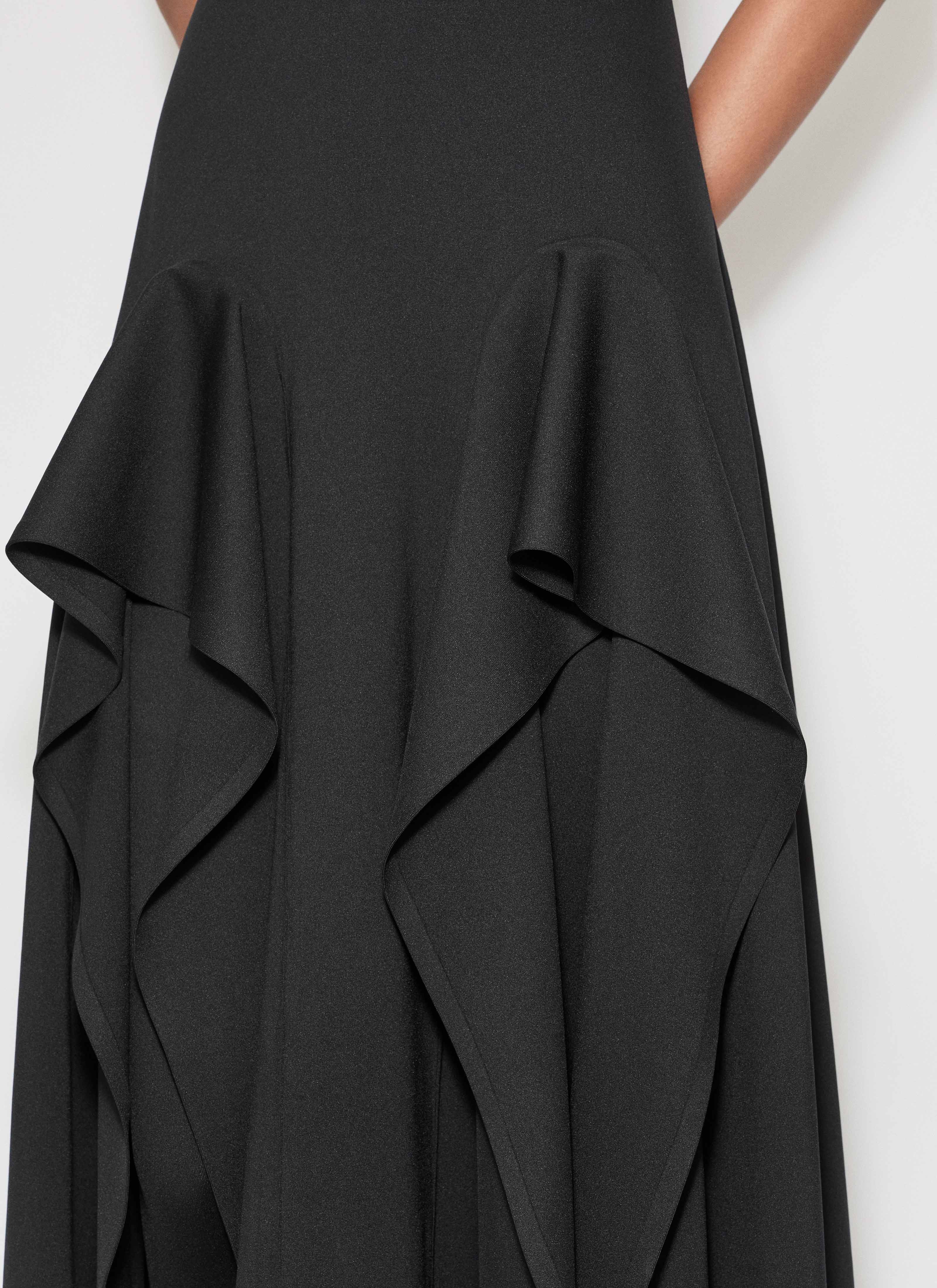 ALAÏA BLACK COMPACT JERSEY TECHNICAL DRESS
