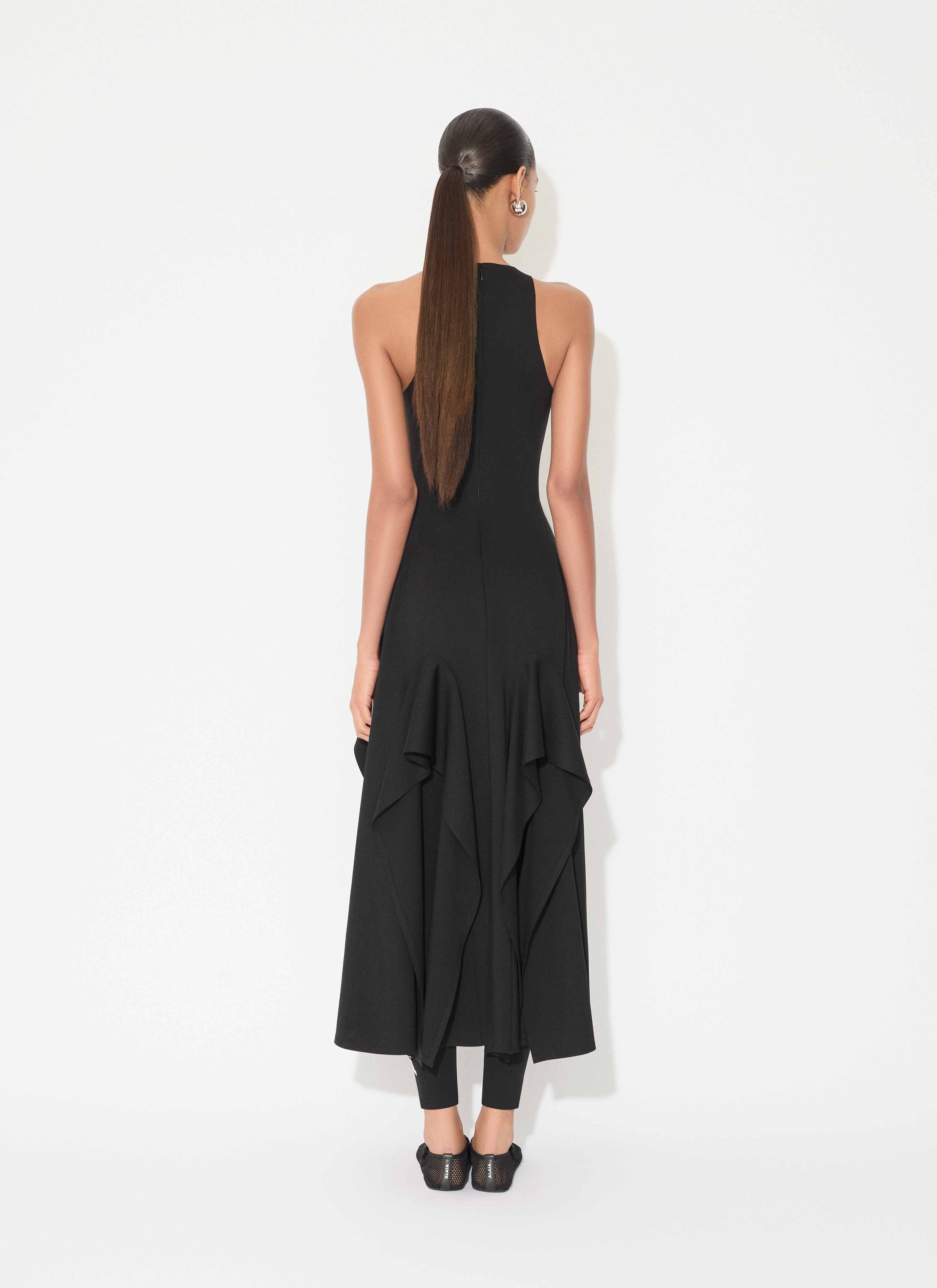 ALAÏA BLACK COMPACT JERSEY TECHNICAL DRESS