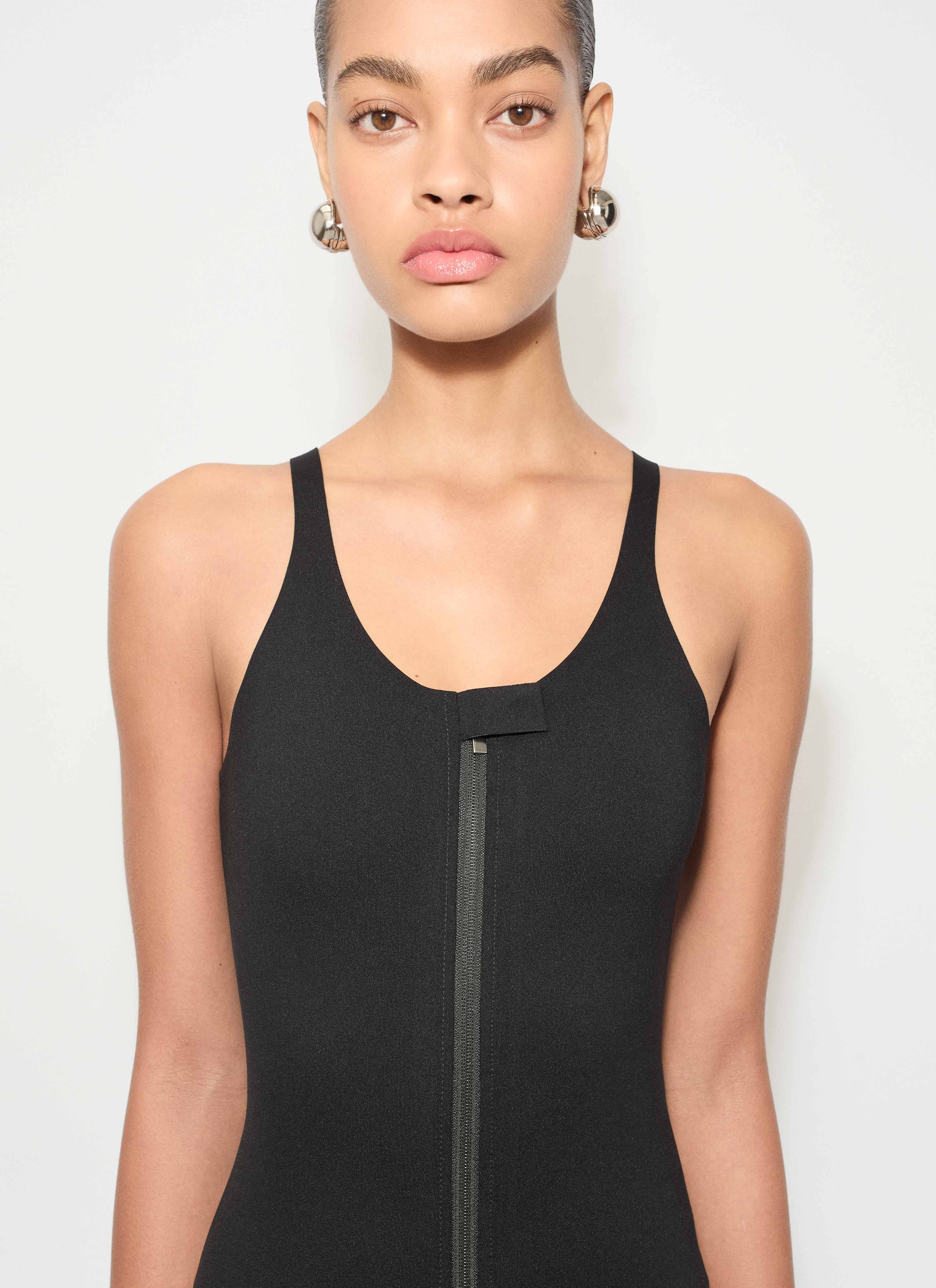 ALAÏA BLACK COMPACT JERSEY TECHNICAL JUMPSUIT