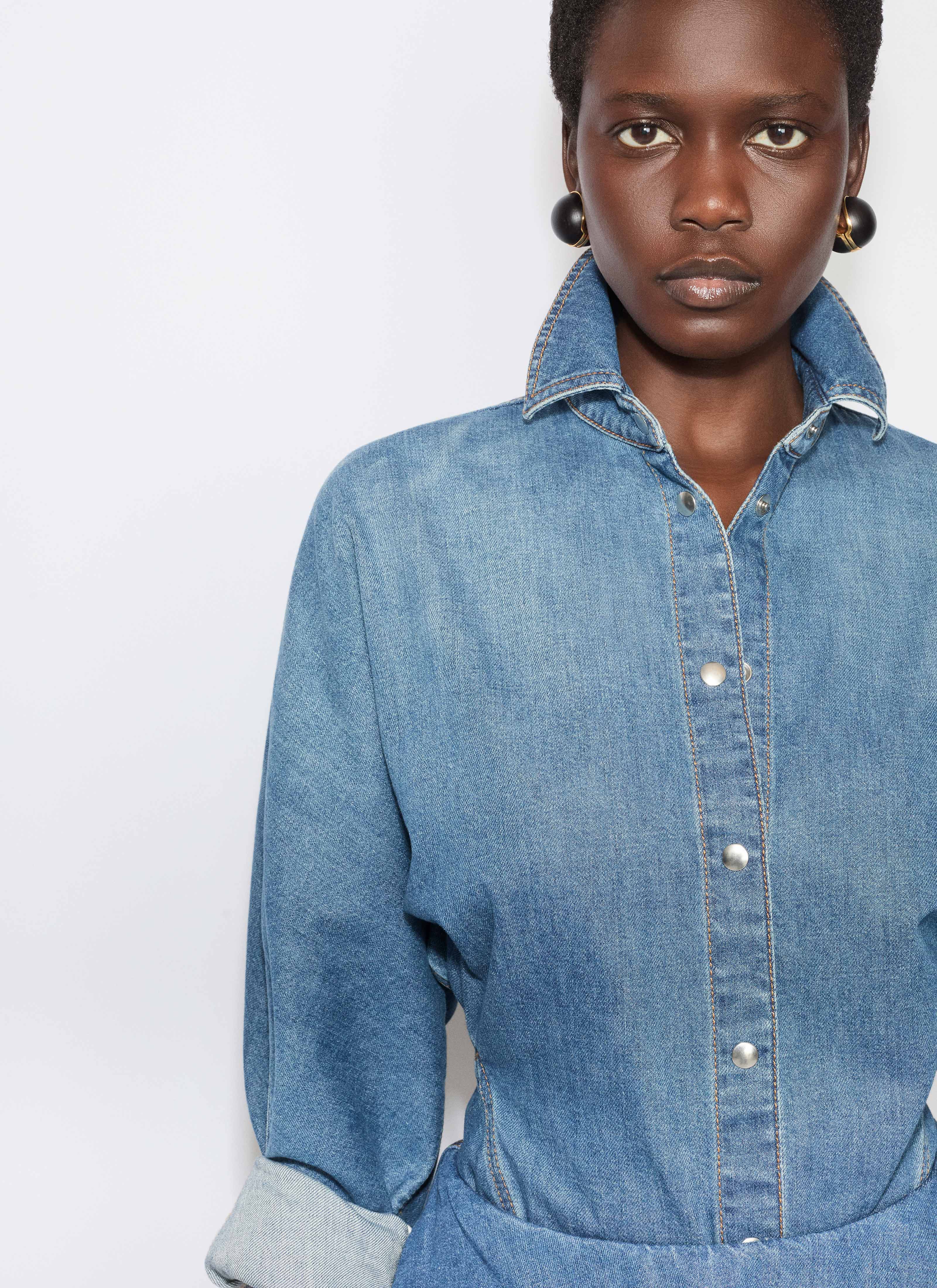 ALAÏA MINERAL ROUND DENIM SHIRT