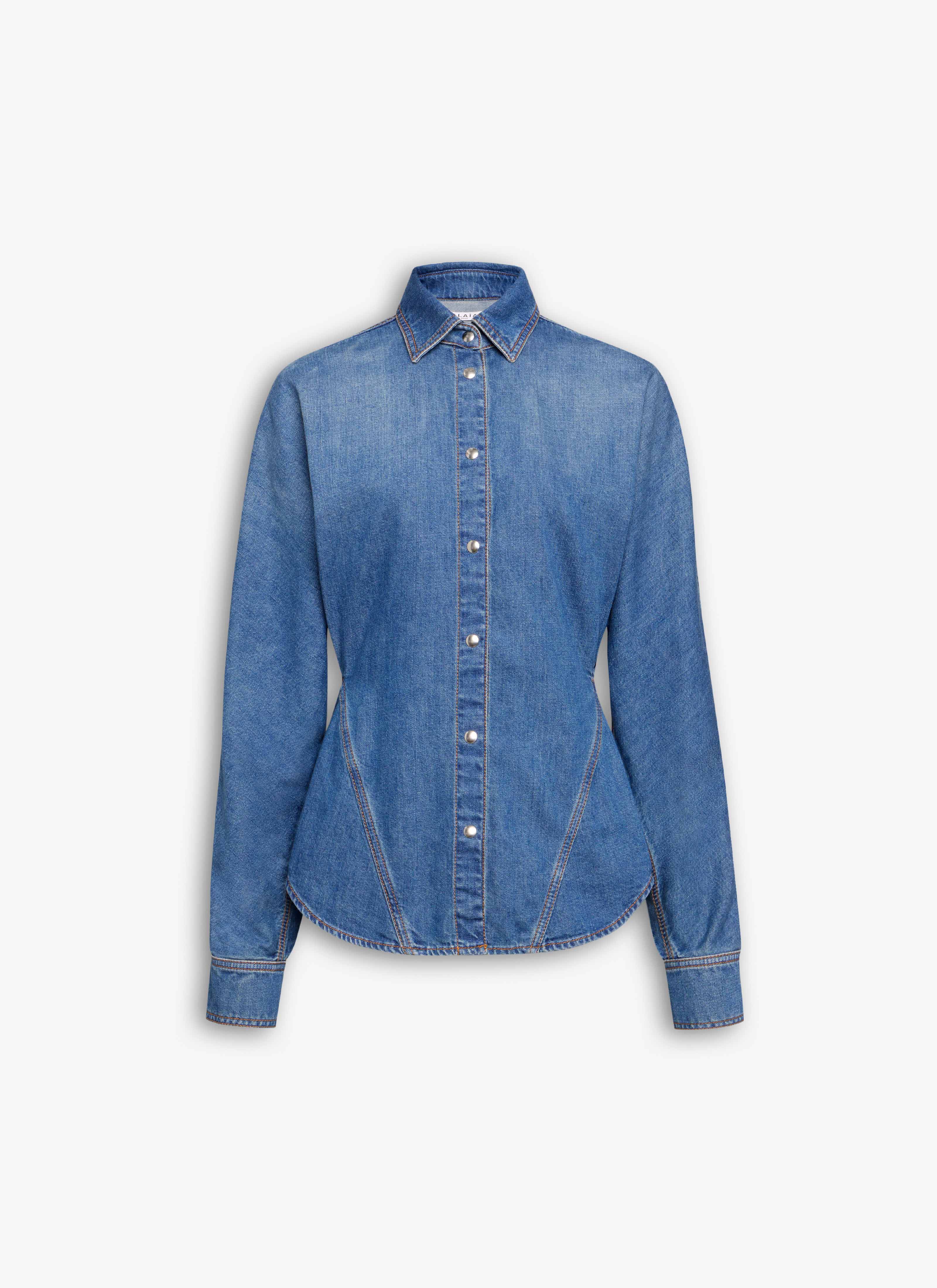ALAÏA MINERAL ROUND DENIM SHIRT