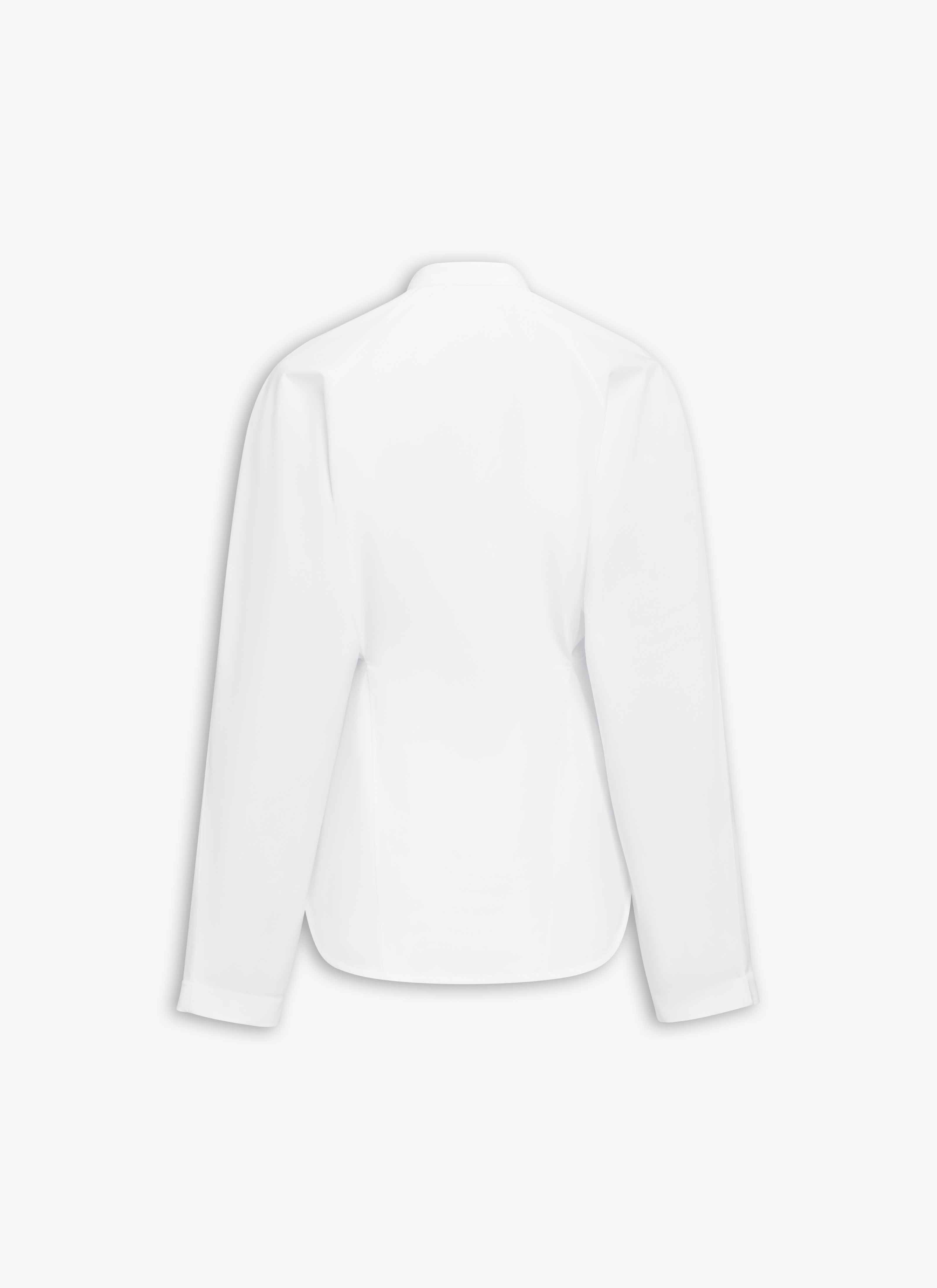ALAÏA WHITE ROUND LINEN BLEND BLOUSE