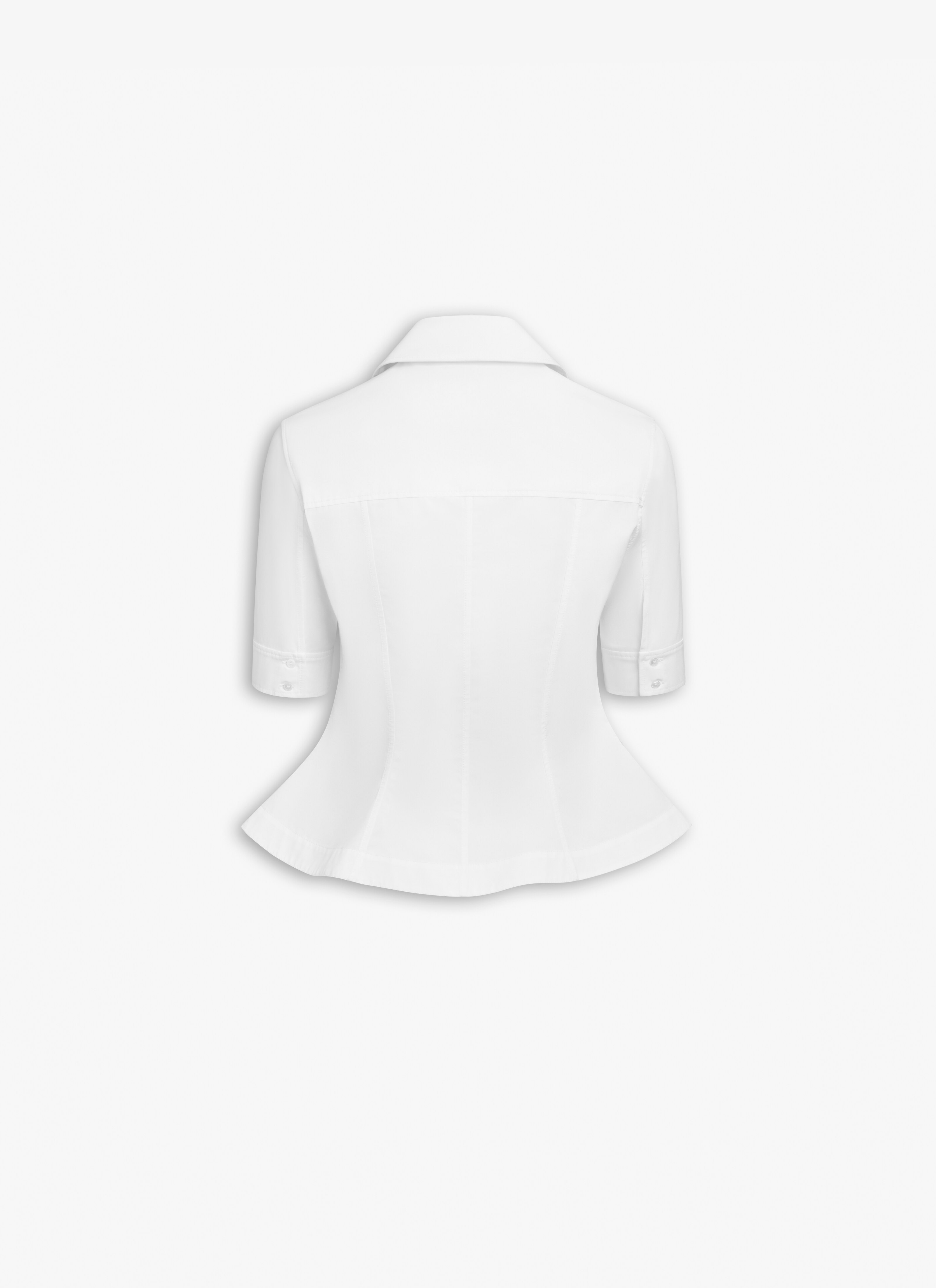 ALAÏA WHITE COTTON POPLIN PEPLUM SHIRT