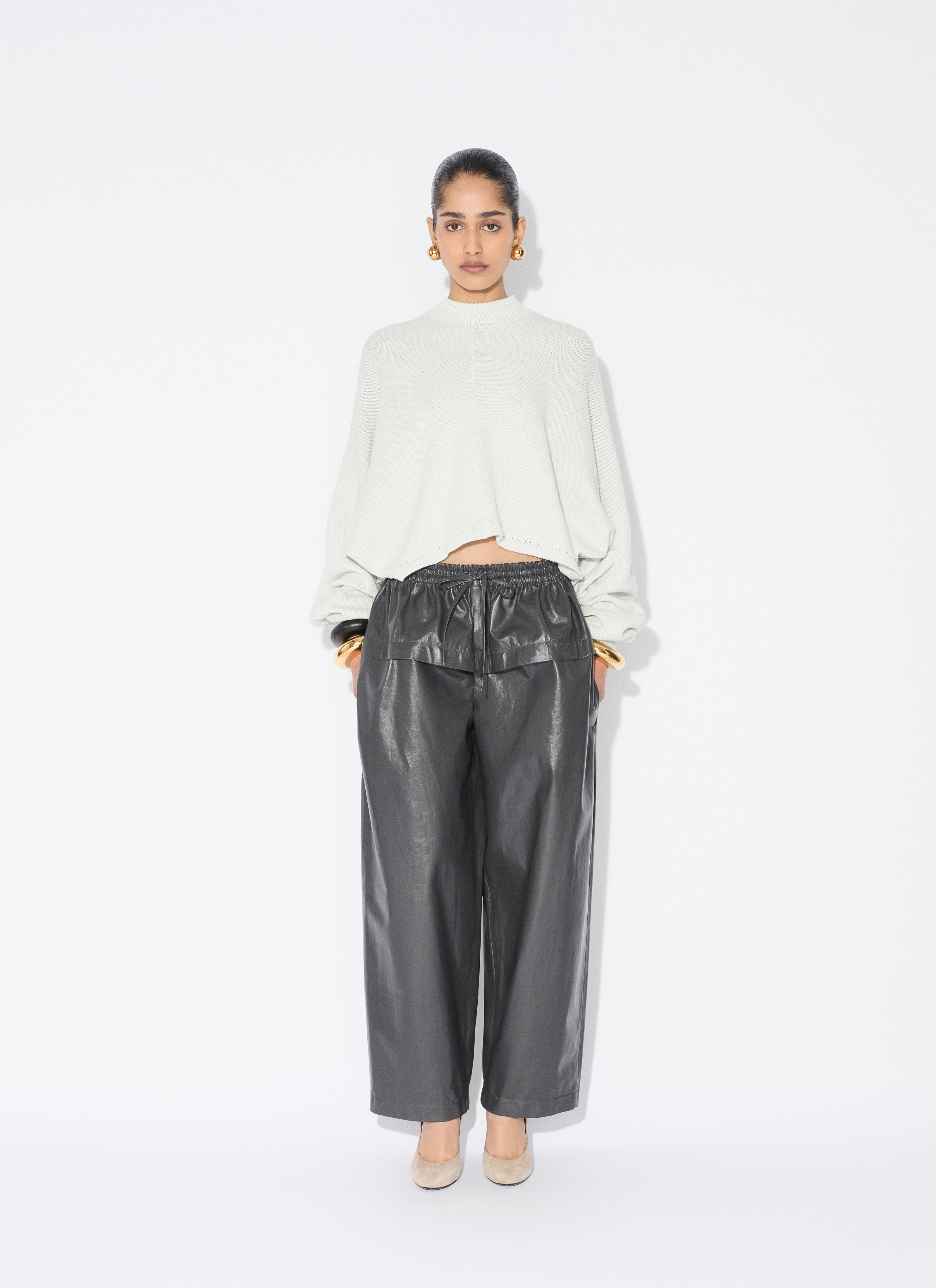 ALAÏA WHITE COTTON LINEN KNIT BARE BACK JUMPER