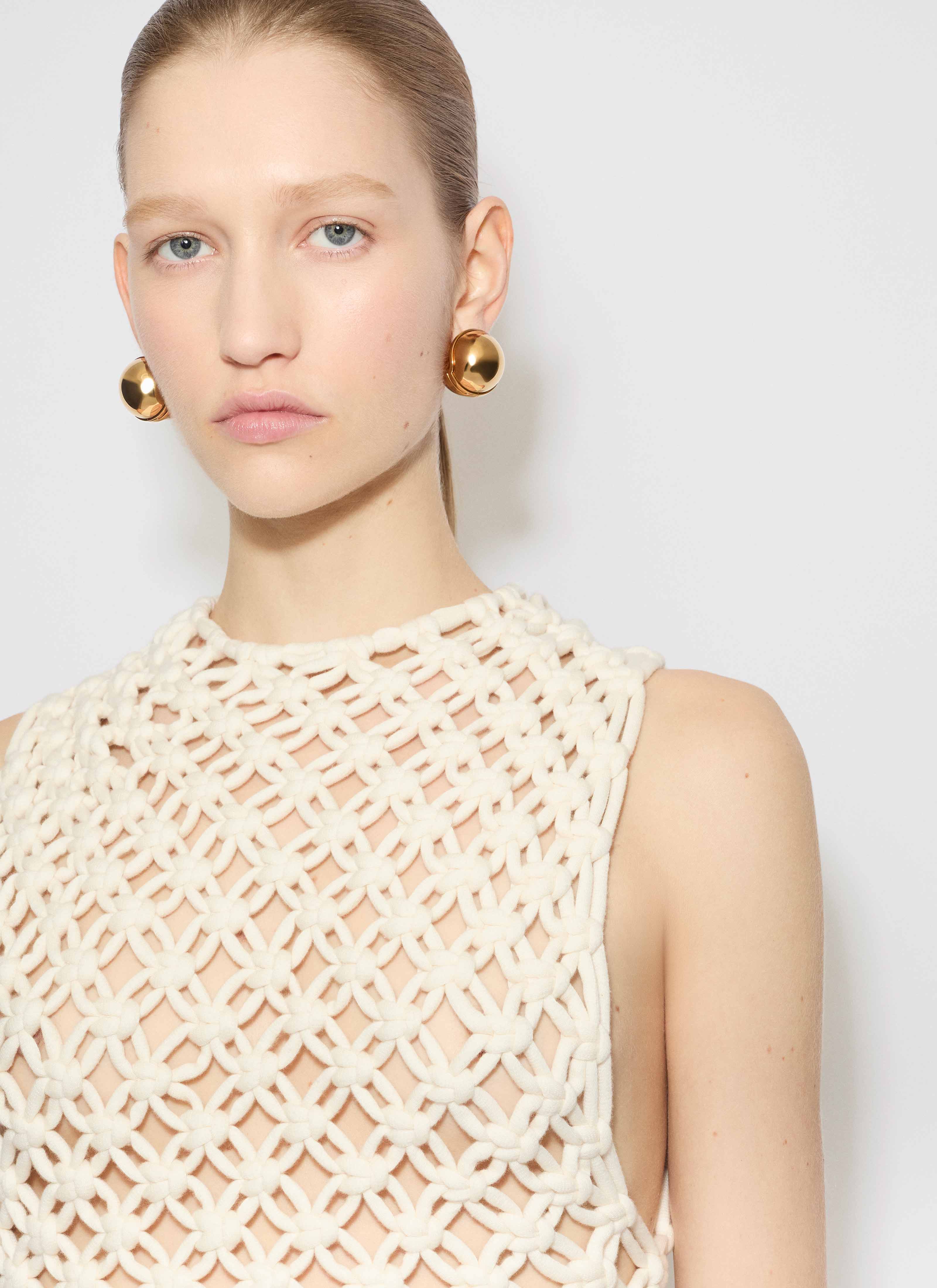 ALAÏA  TOP ANNODATO A MANO BIANCO