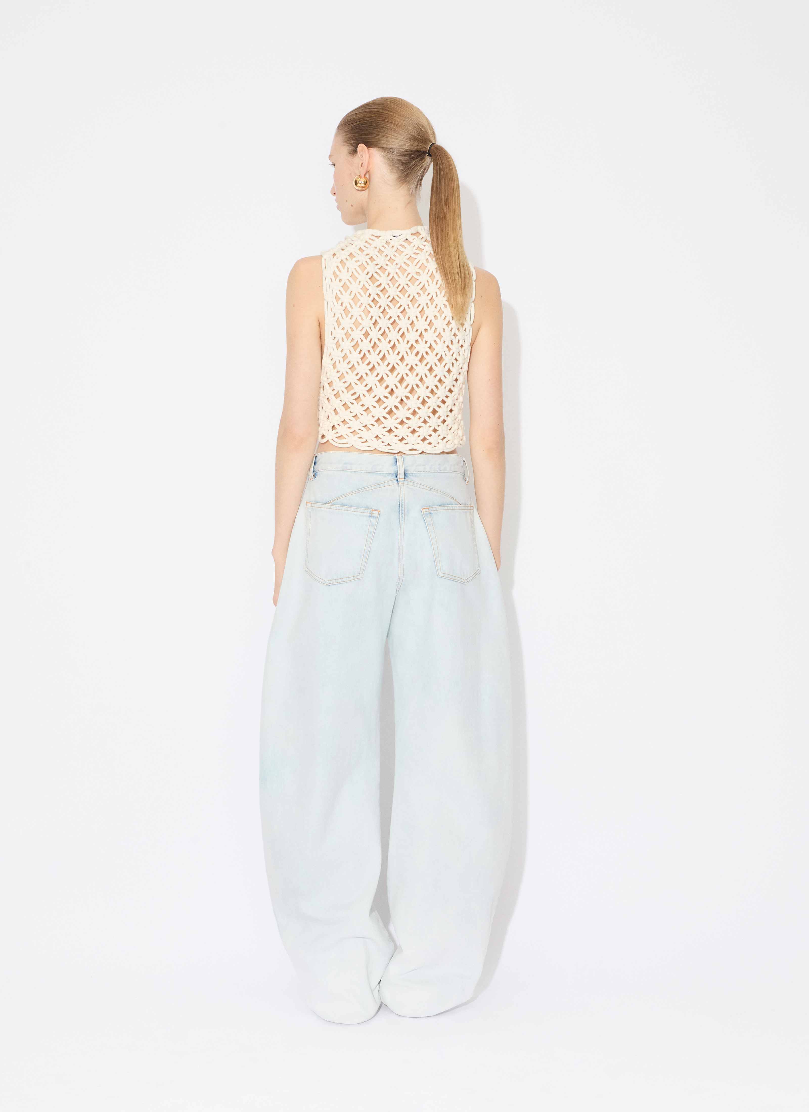 ALAÏA WEIß  HANDGEKNÜPFTES TOP