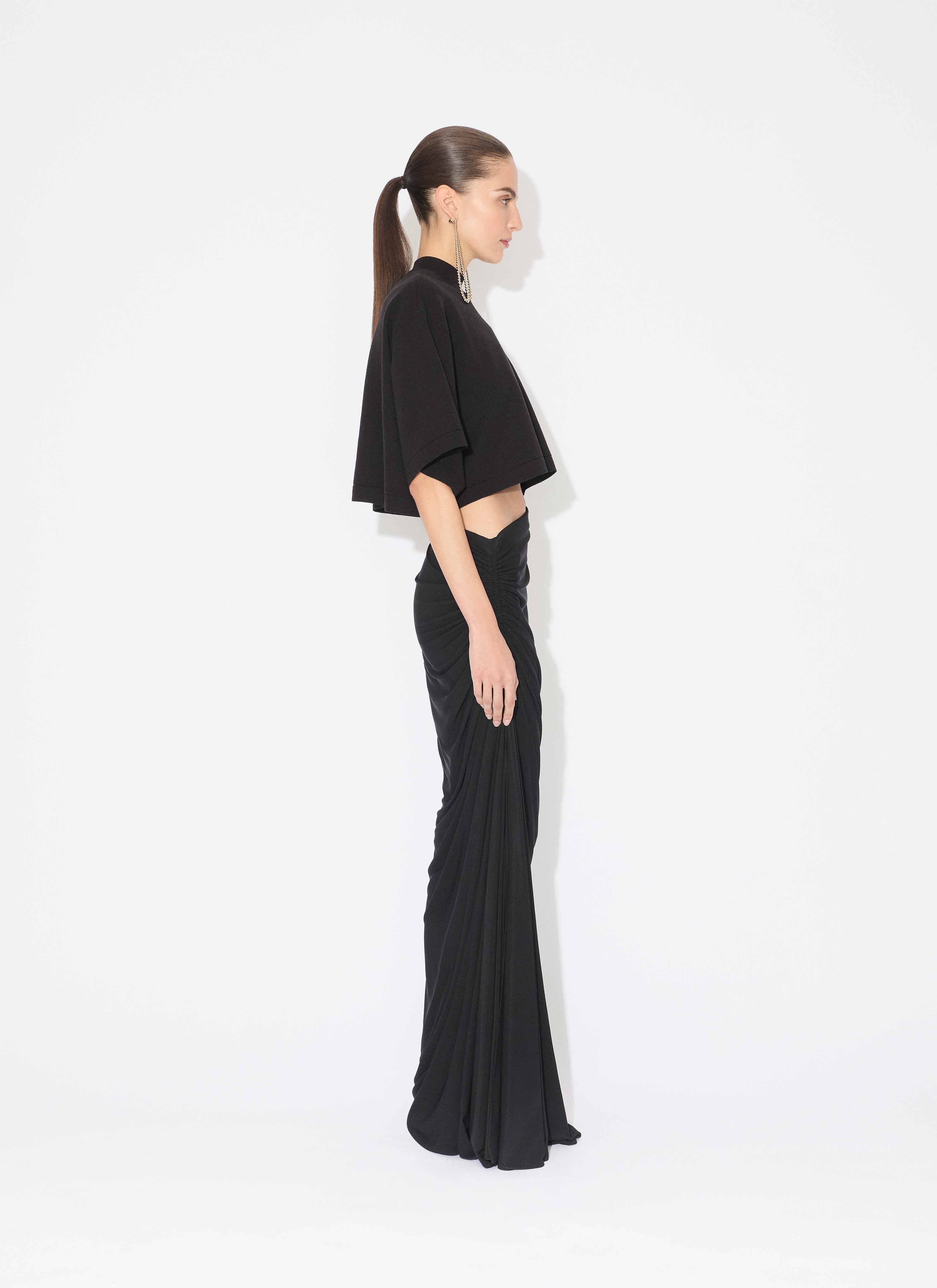 ALAÏA ブラック ニット クロップドTシャツ