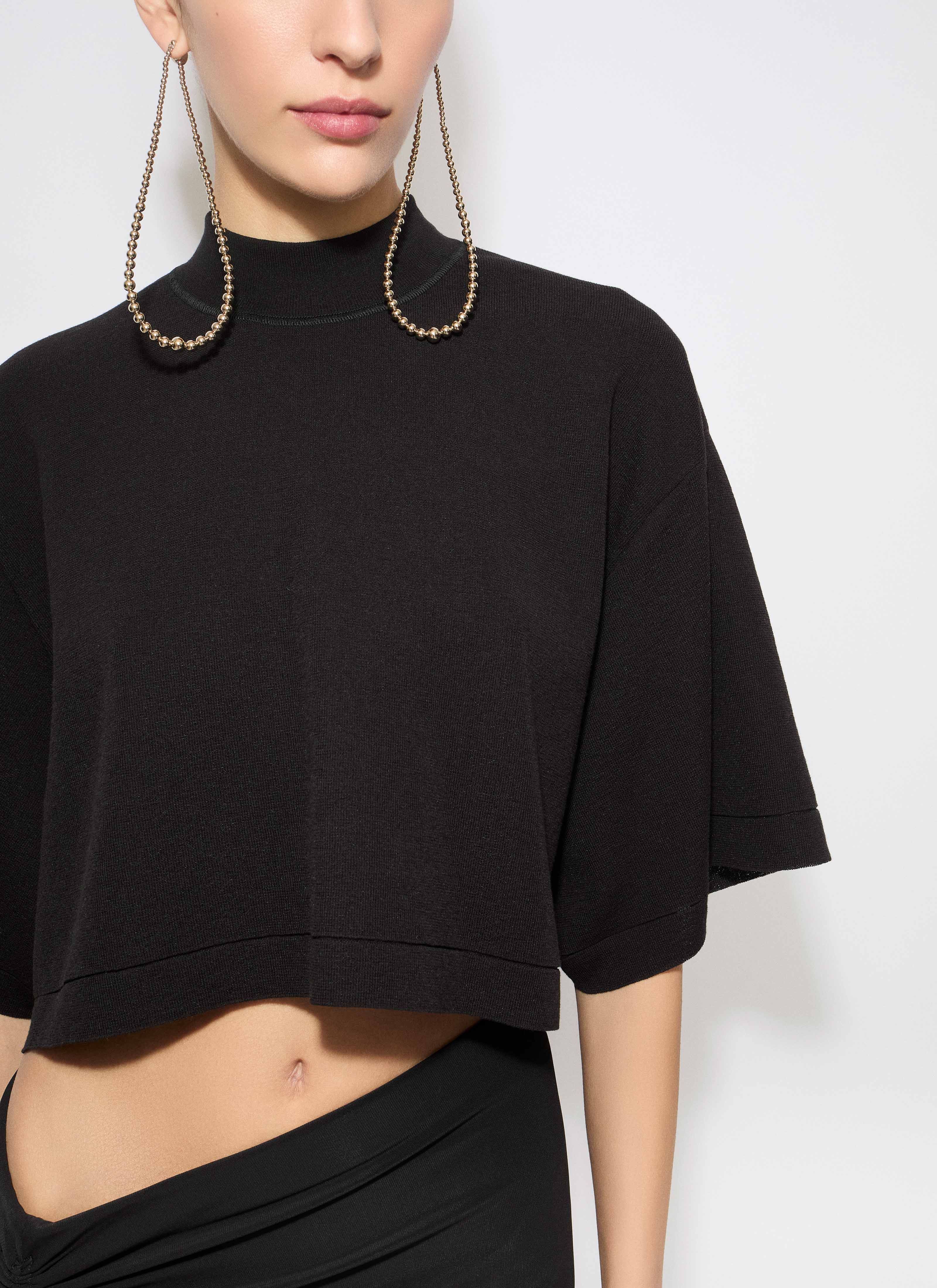 ALAÏA ブラック ニット クロップドTシャツ