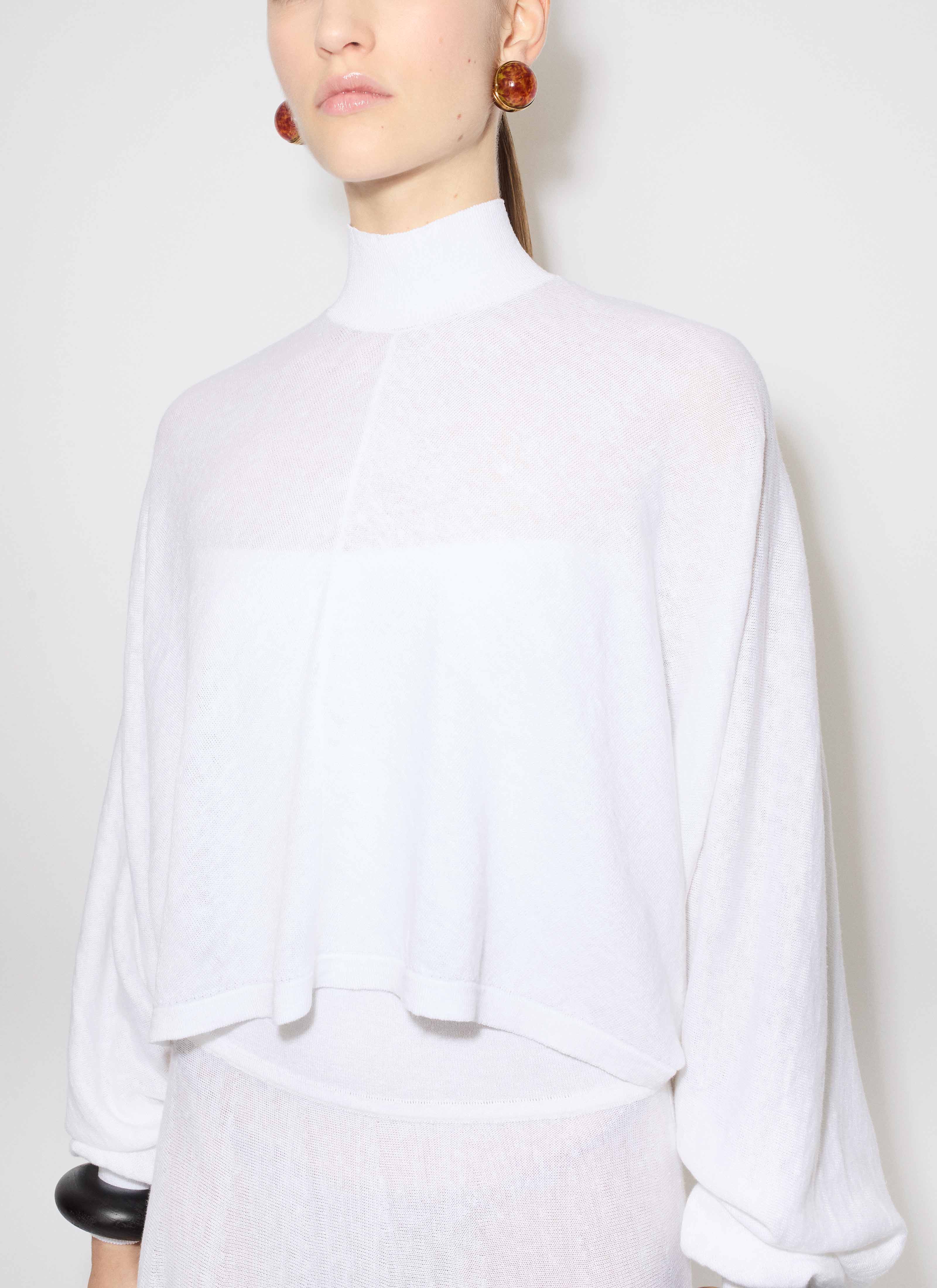 ALAÏA WHITE COTTON LINEN KNIT BARE BACK JUMPER