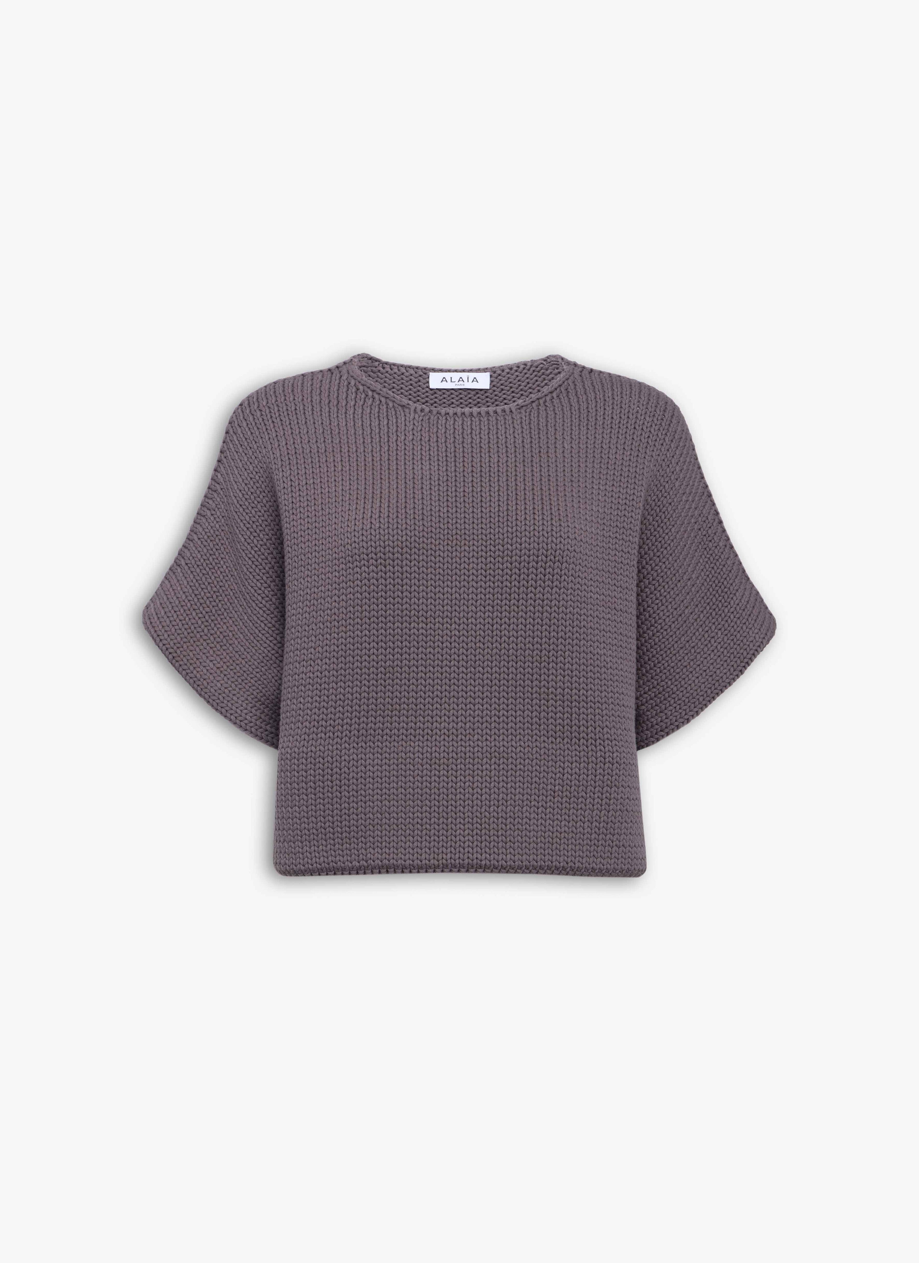 ALAÏA TAUPE CHUNKY KNIT SWEATER