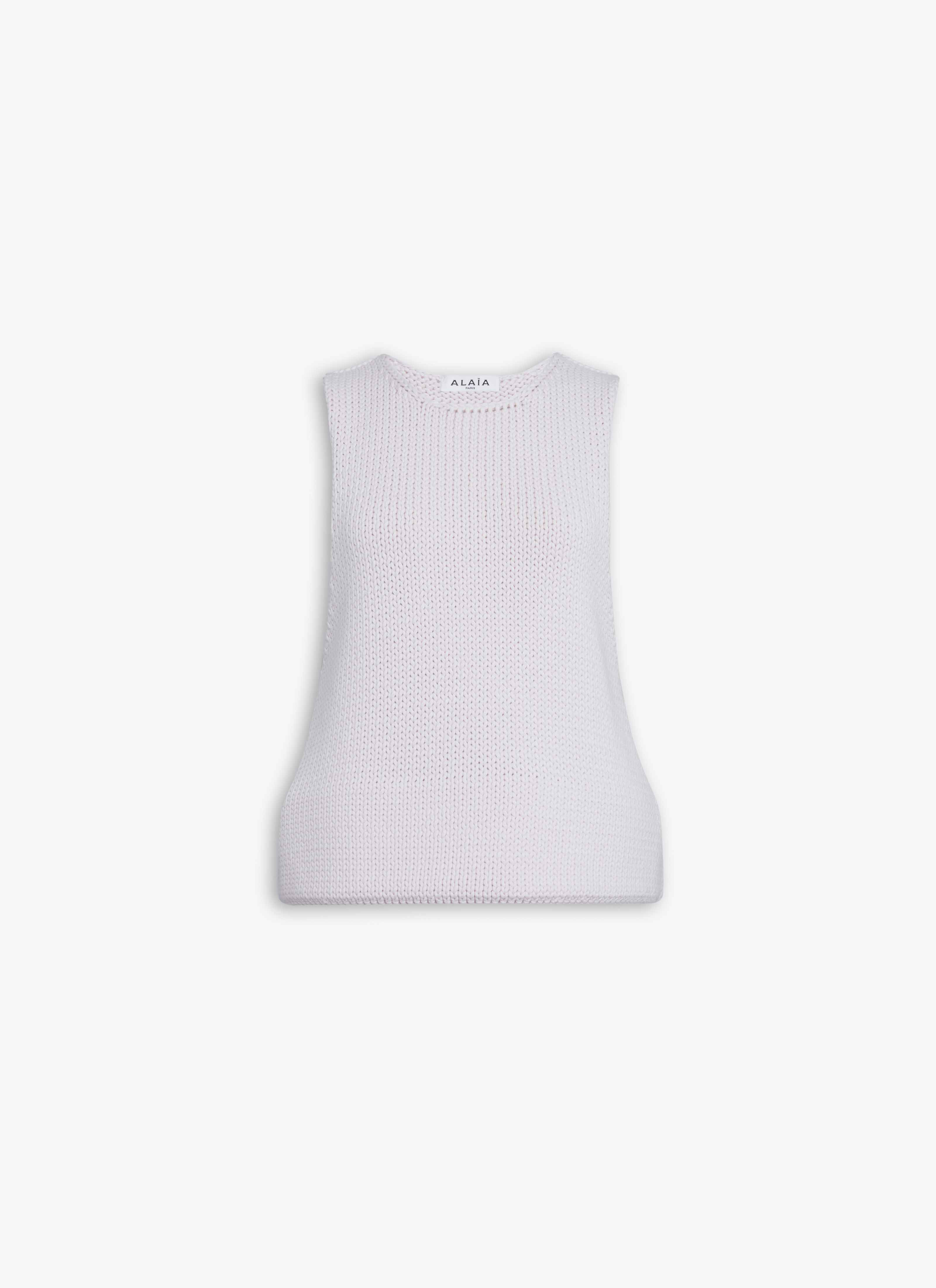 ALAÏA WHITE CHUNKY KNIT SLEEVELESS SWEATER