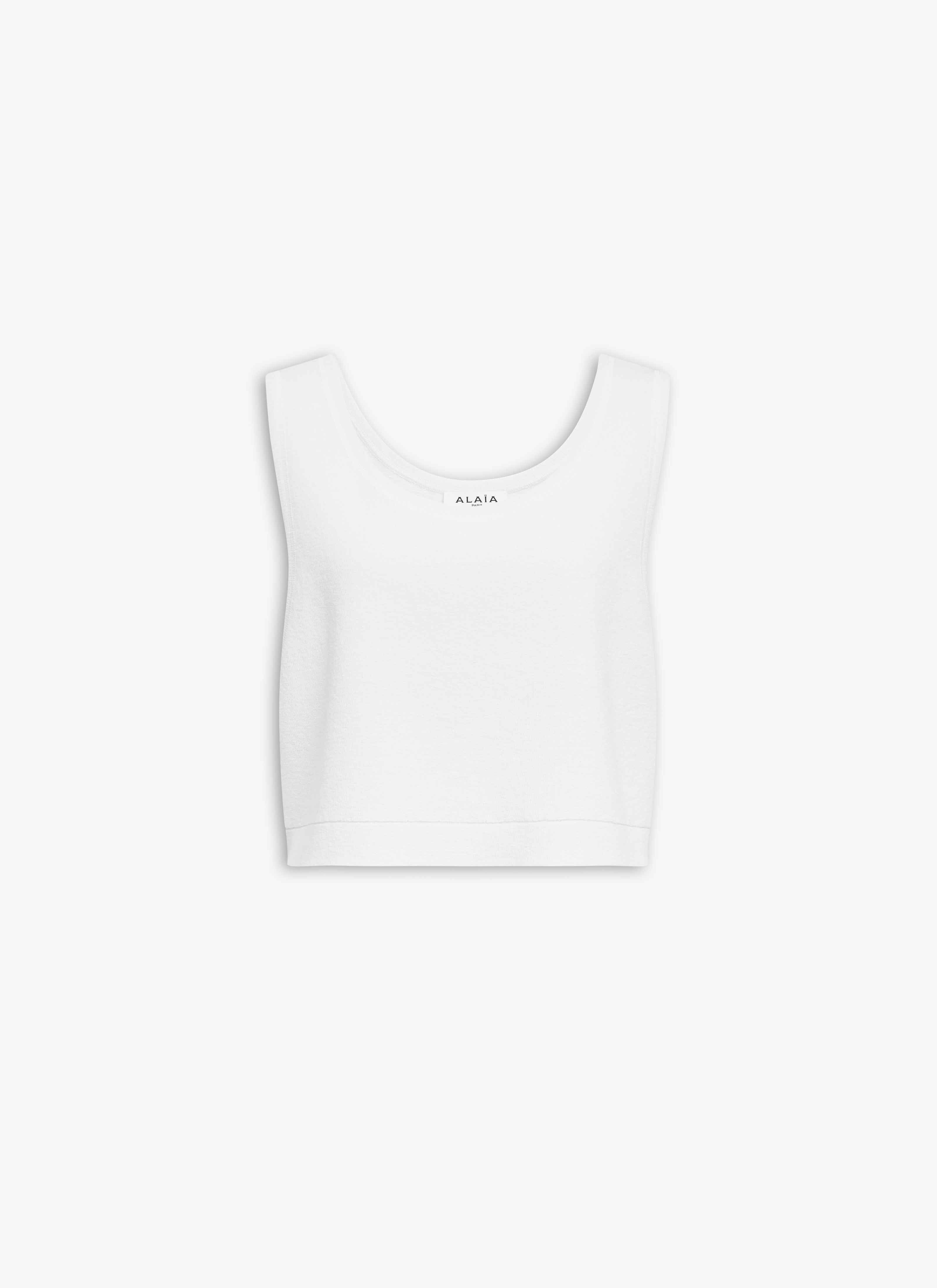 ALAÏA WHITE COTTON KNIT TANK TOP