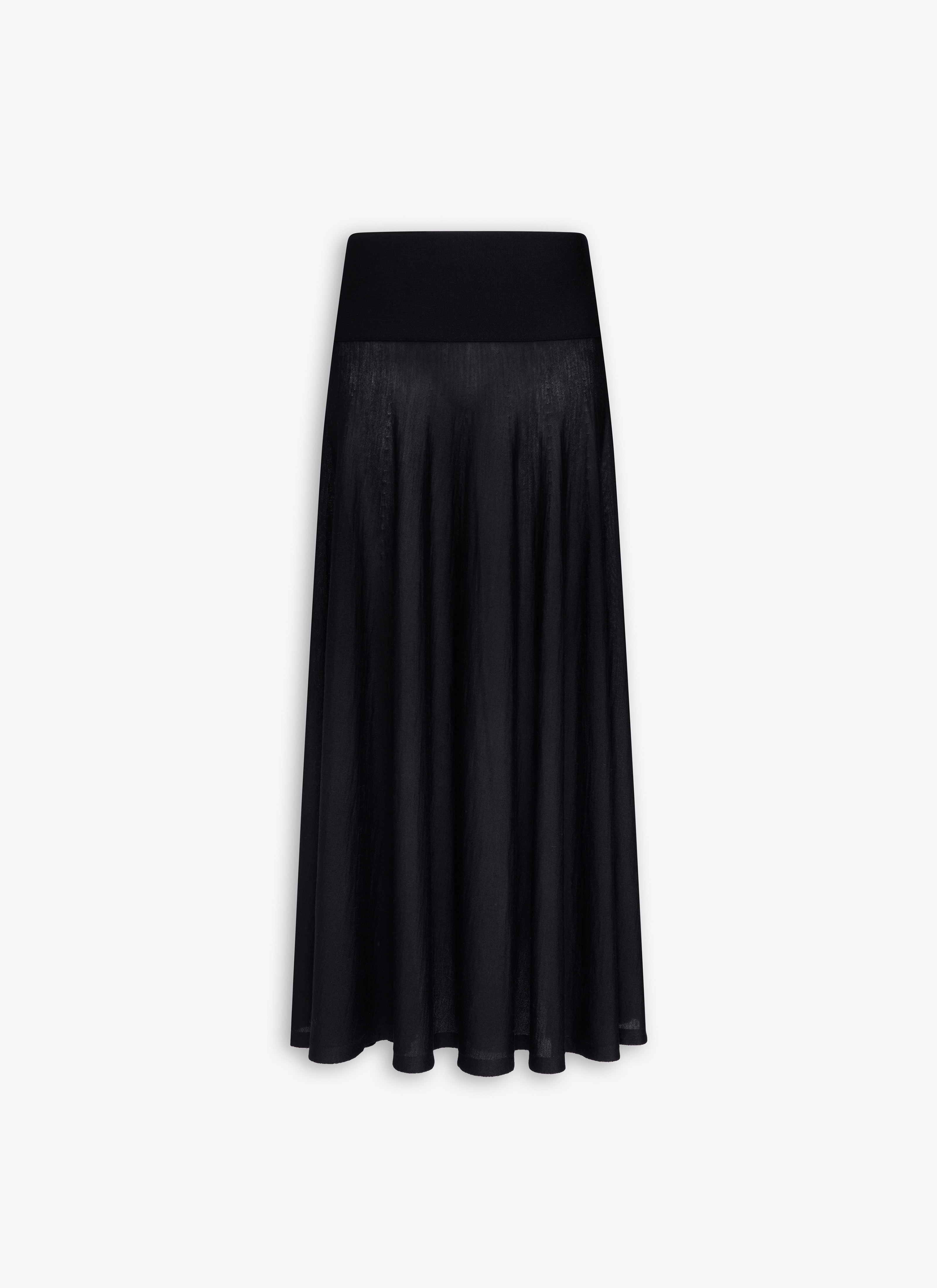 ALAÏA BLACK MERINO WOOL MAXI SKIRT