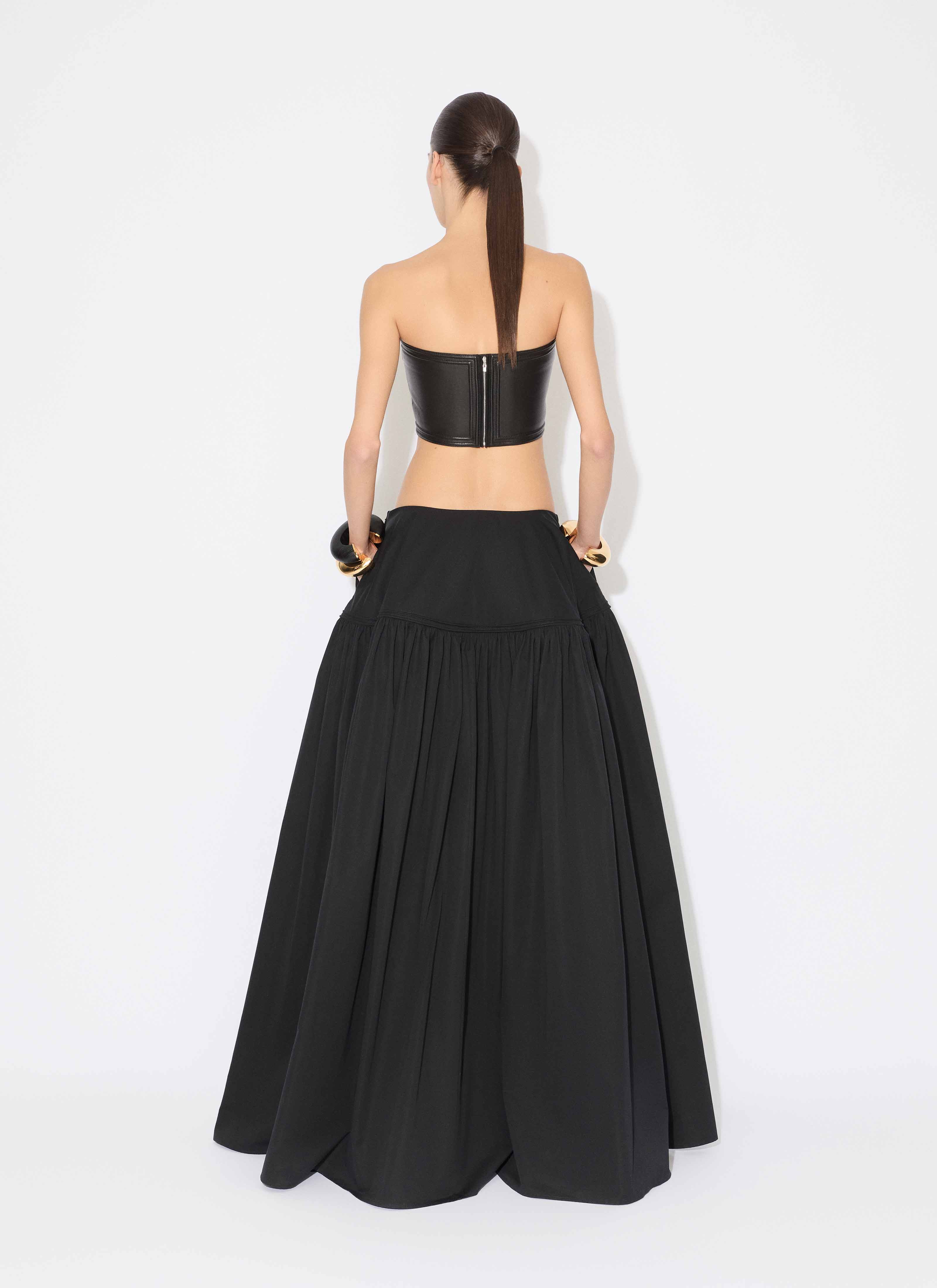 ALAÏA BLACK COTTON POPLIN FULL SKIRT | ALAÏA PE