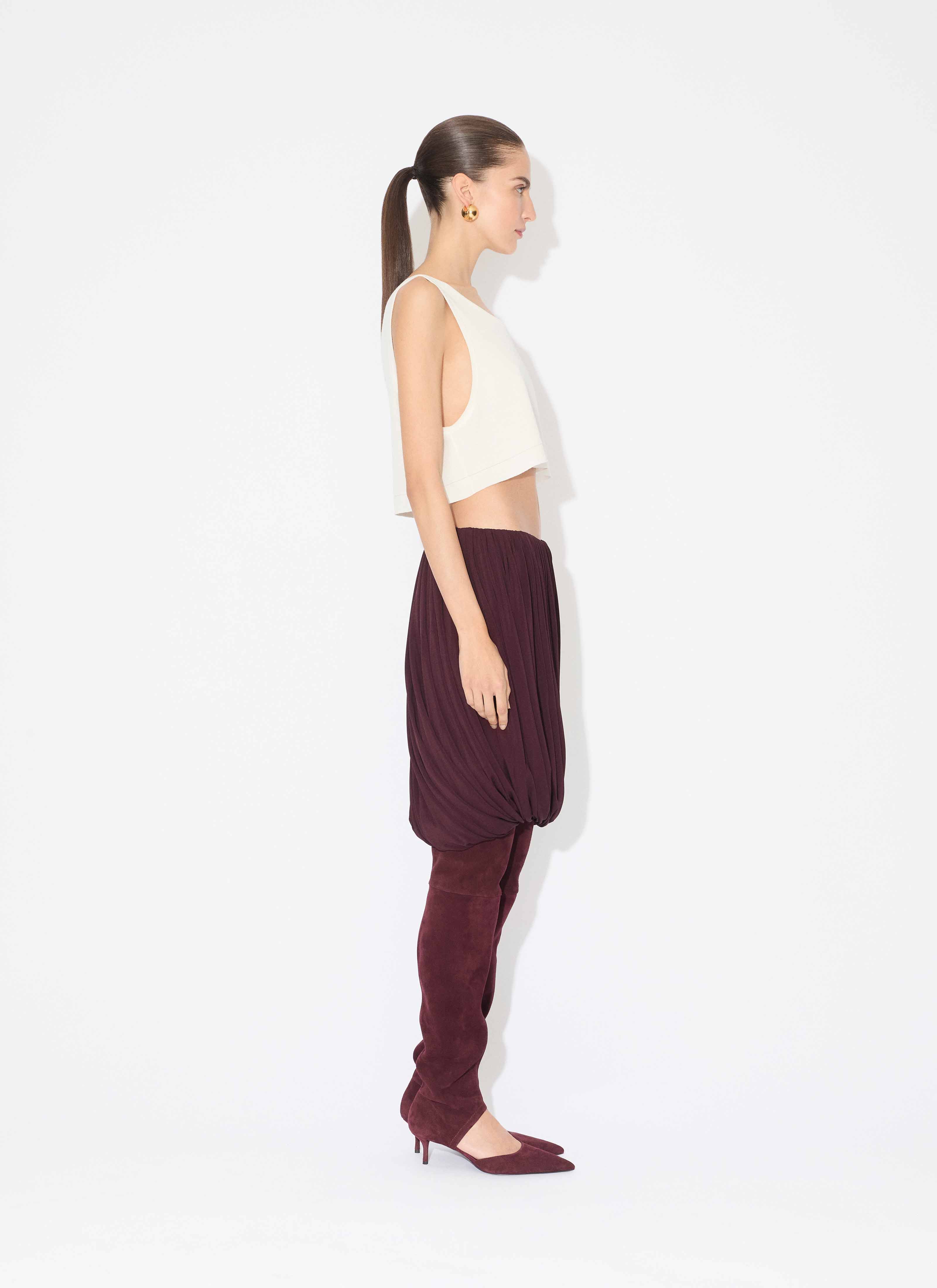 ALAÏA BORDEAUX GONNA RITORTA IN MORBIDO JERSEY