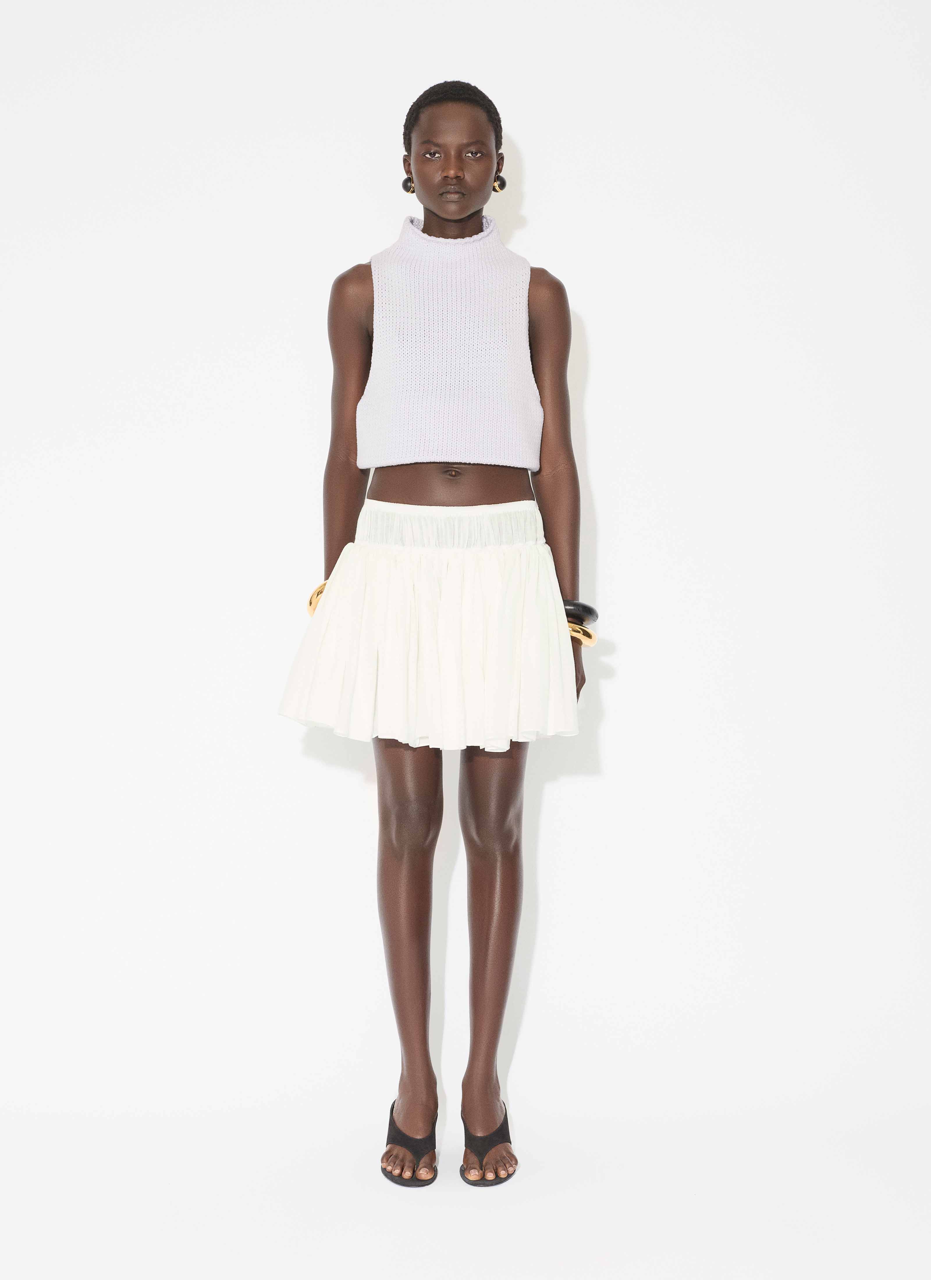 ALAÏA BIANCO GONNA IN LINO E COTONE