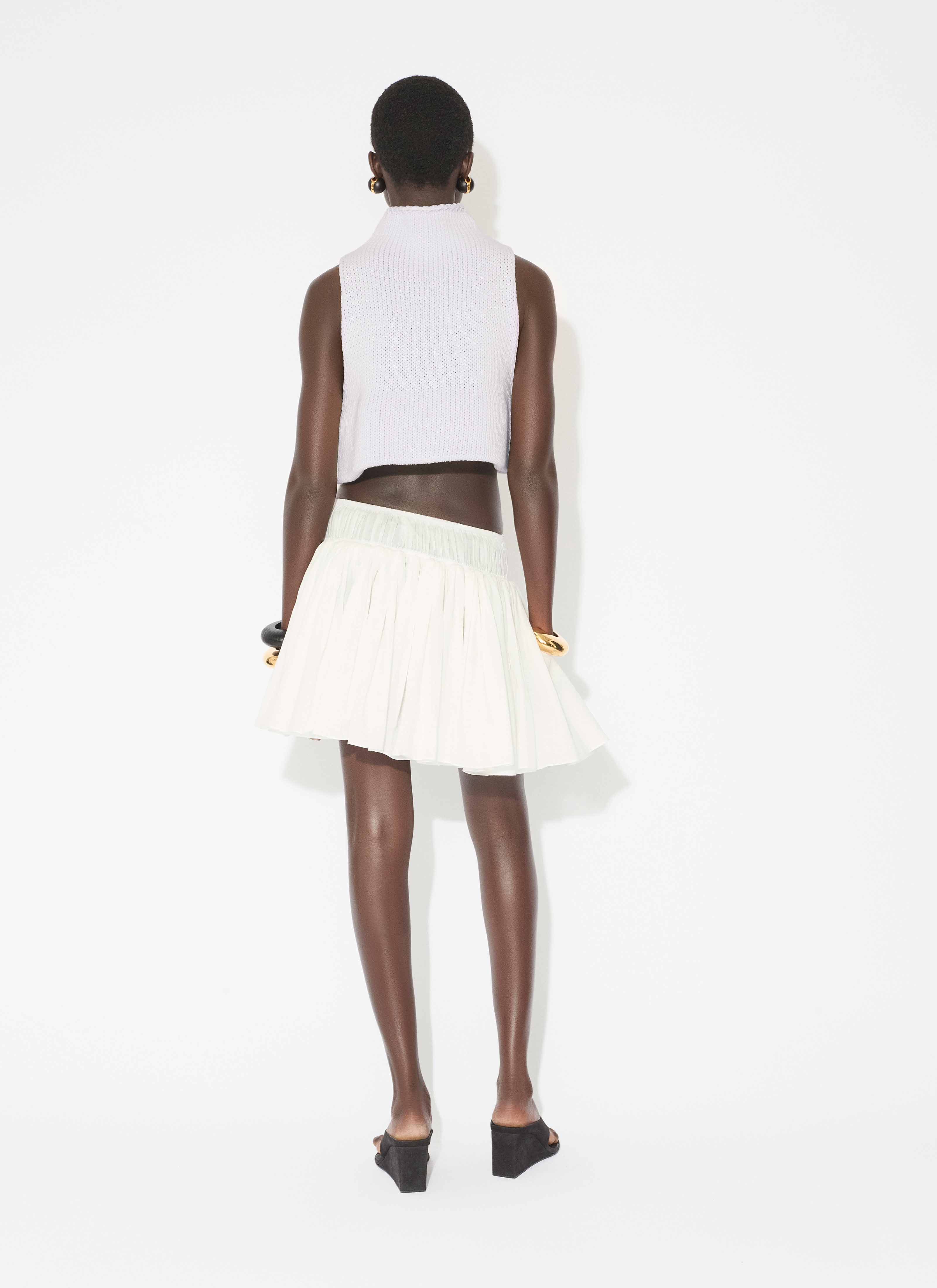 ALAÏA BIANCO GONNA IN LINO E COTONE