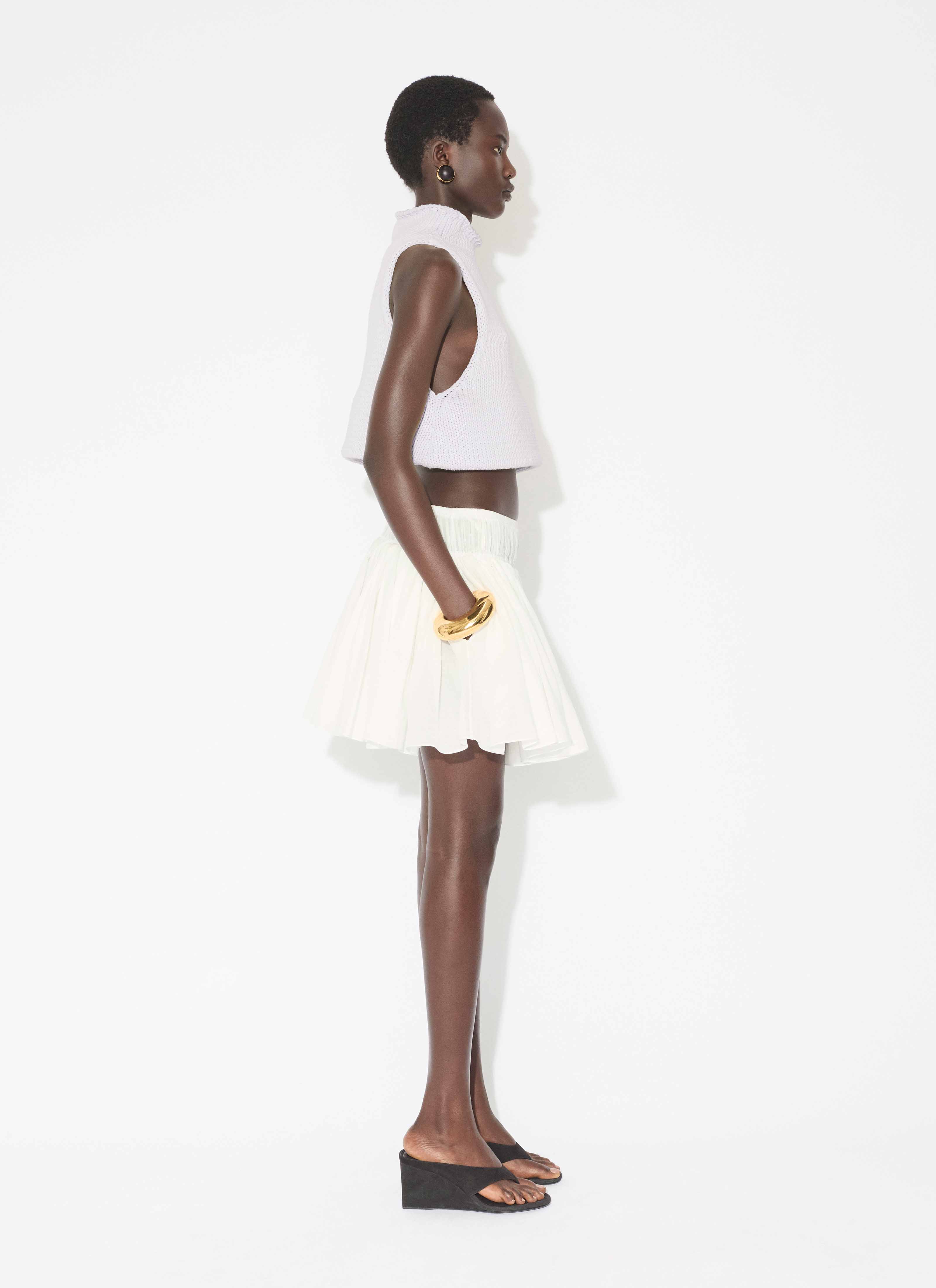 ALAÏA BIANCO GONNA IN LINO E COTONE