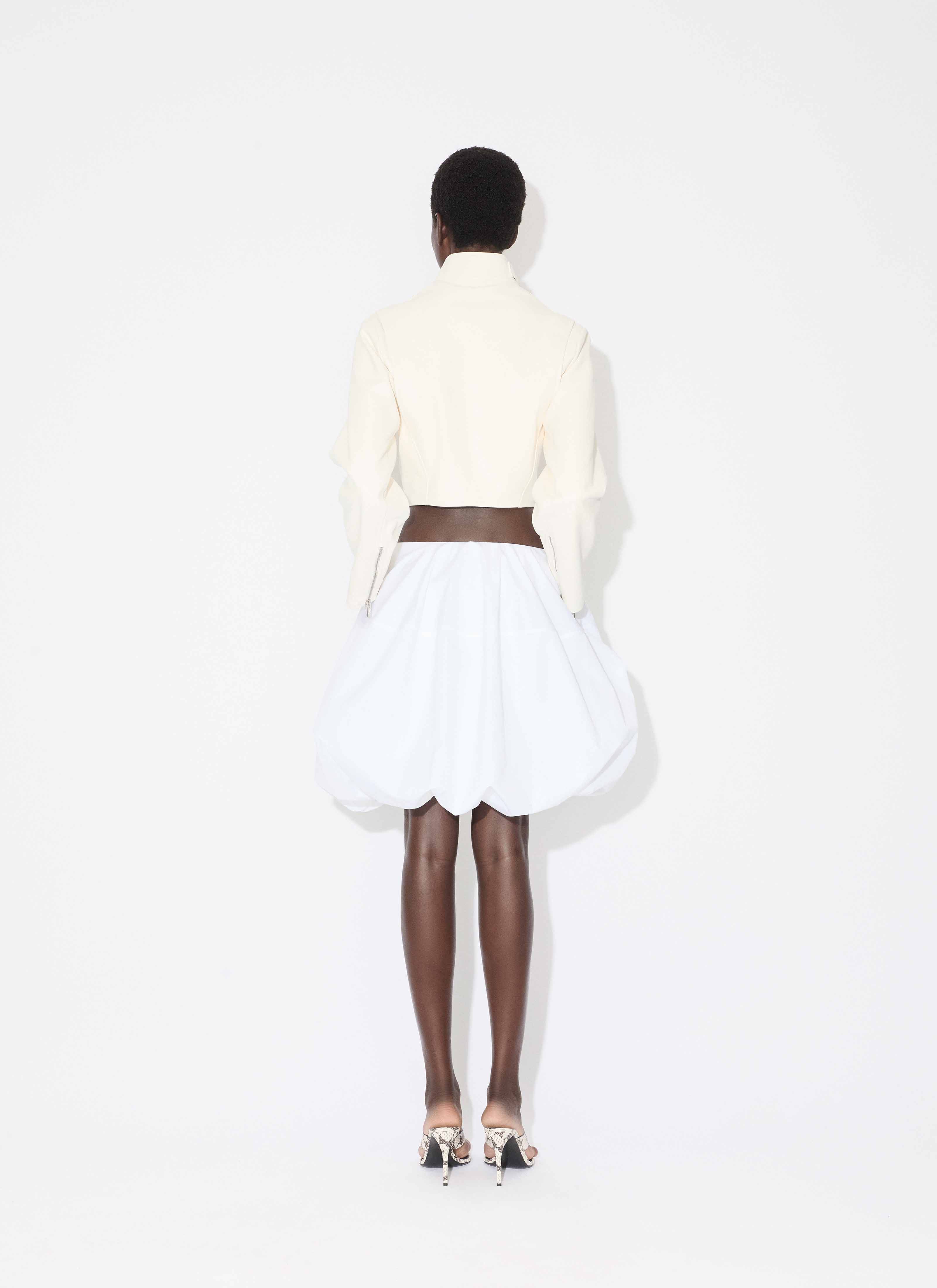 ALAÏA WHITE COTTON POPLIN BALLOON SKIRT