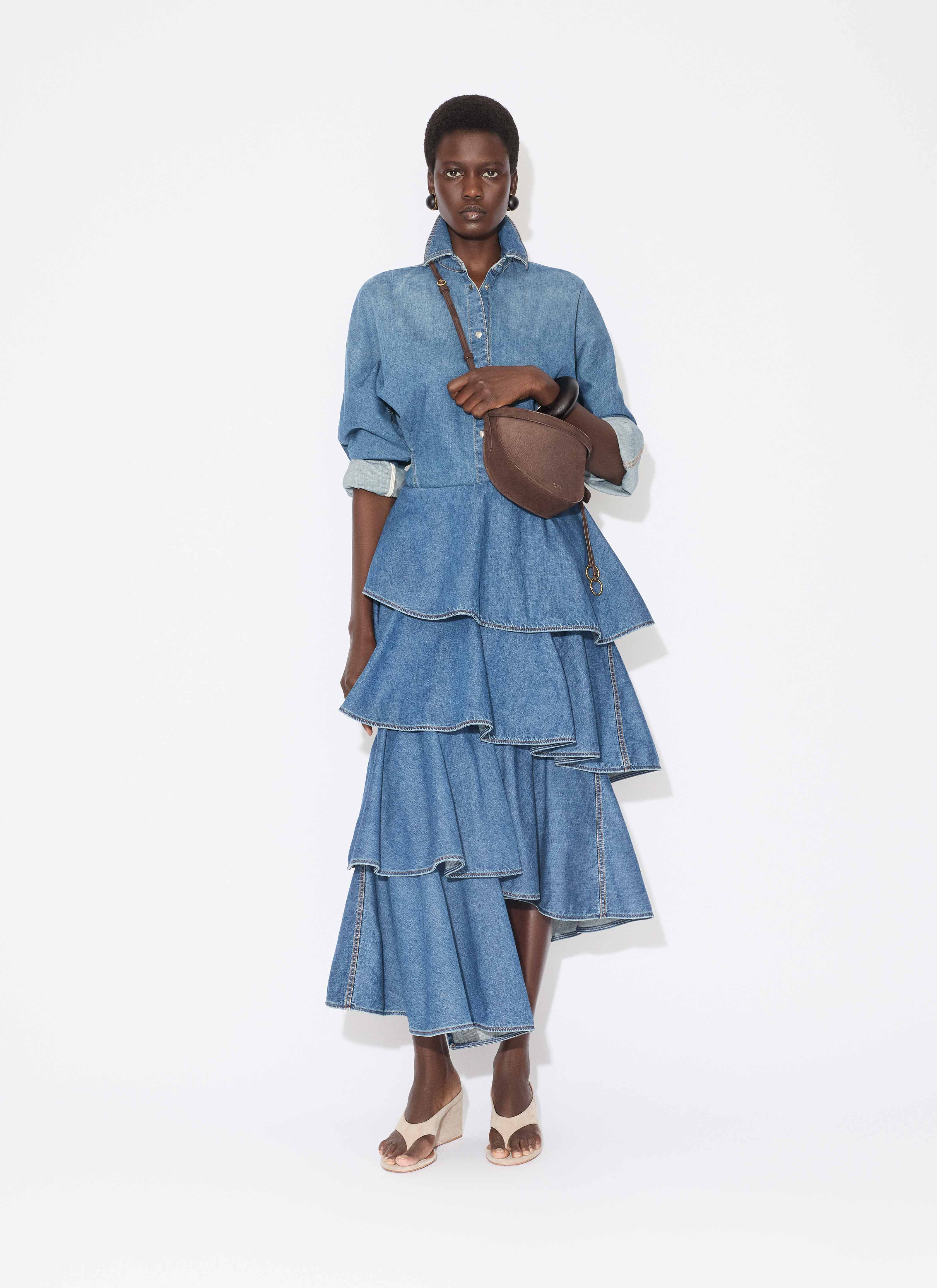 ALAÏA MINERAL DENIM SPIRAL SKIRT