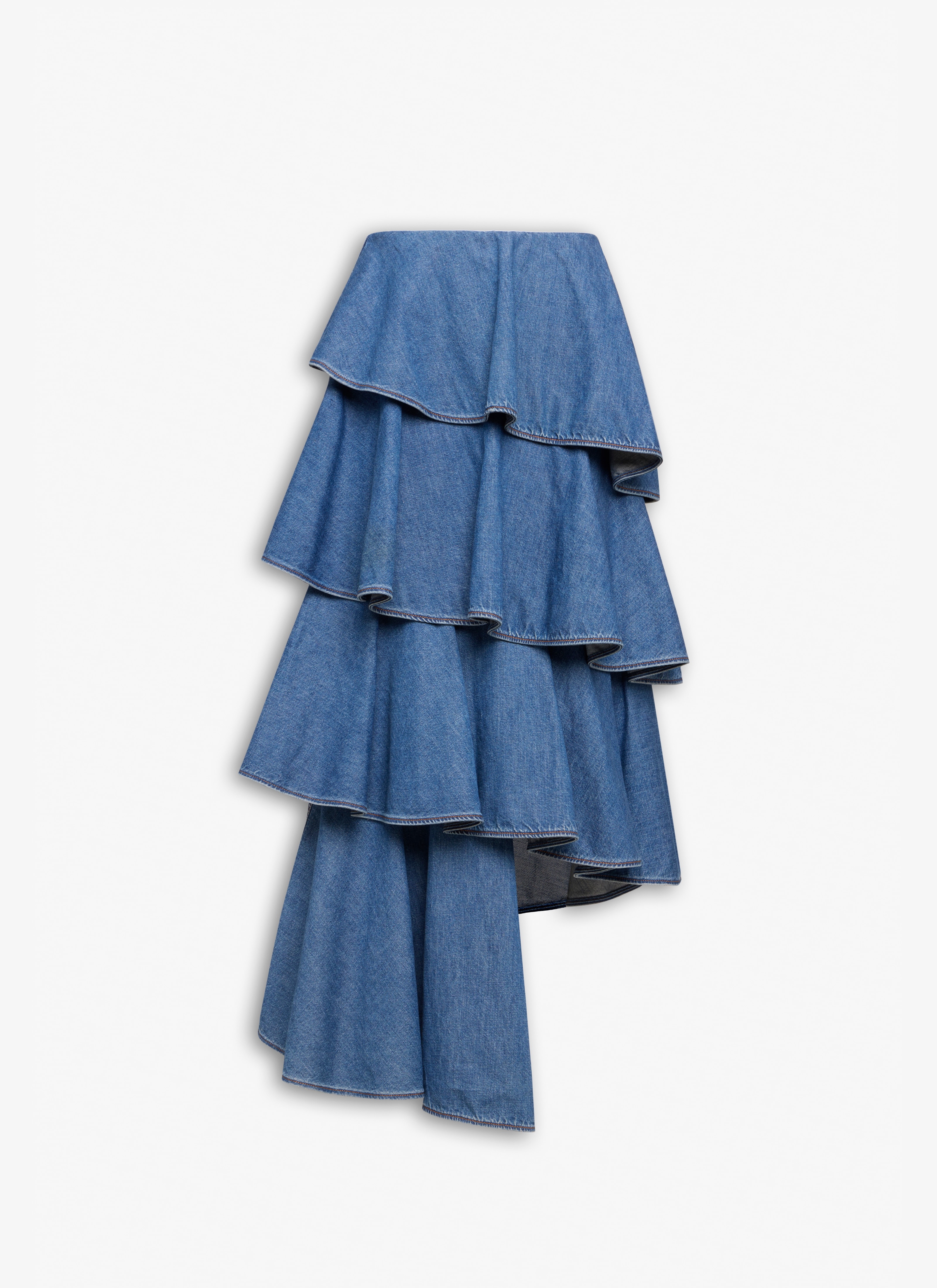 ALAÏA MINERAL DENIM SPIRAL SKIRT