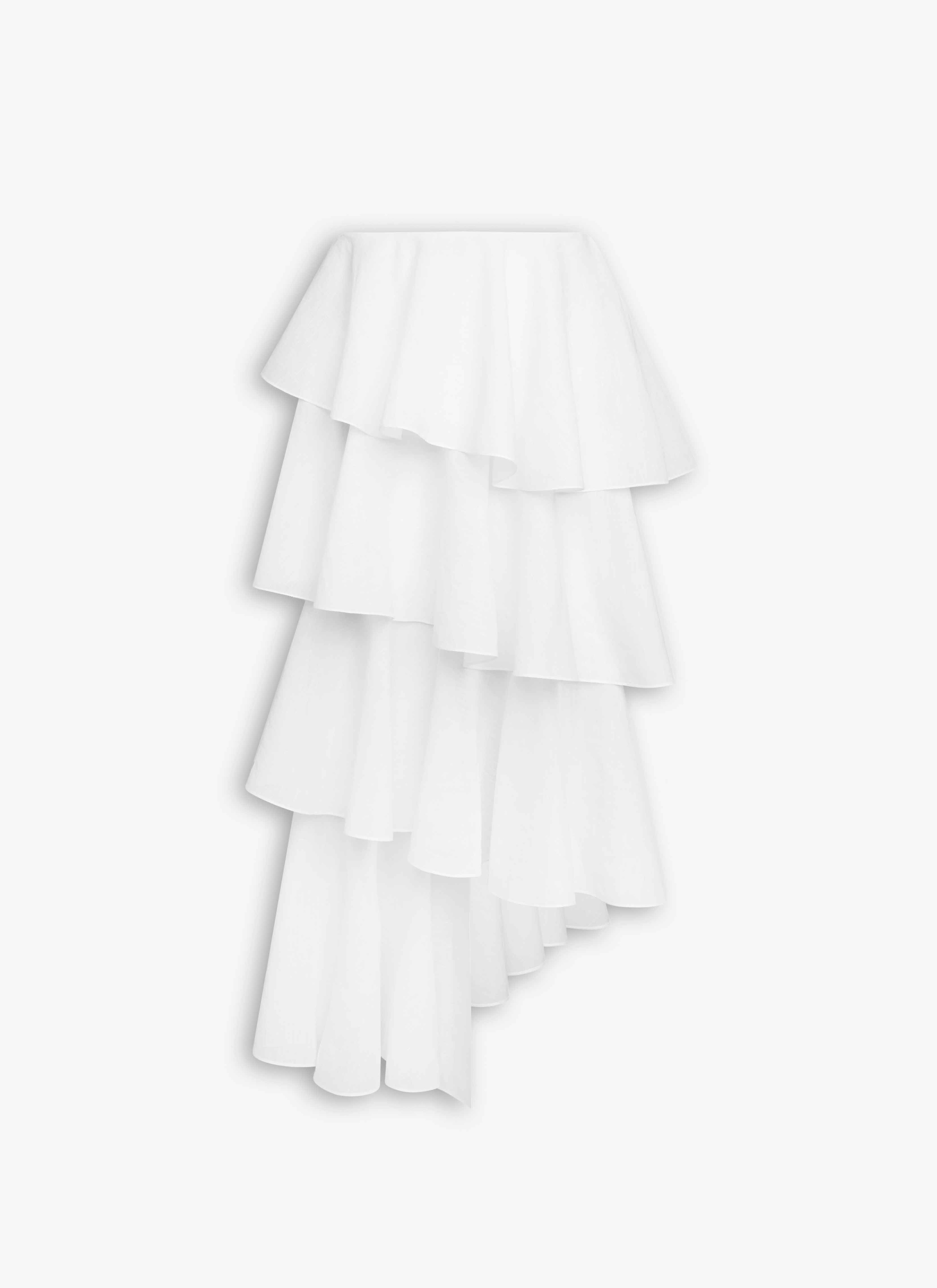 ALAÏA WHITE COTTON LINEN SPIRAL SKIRT