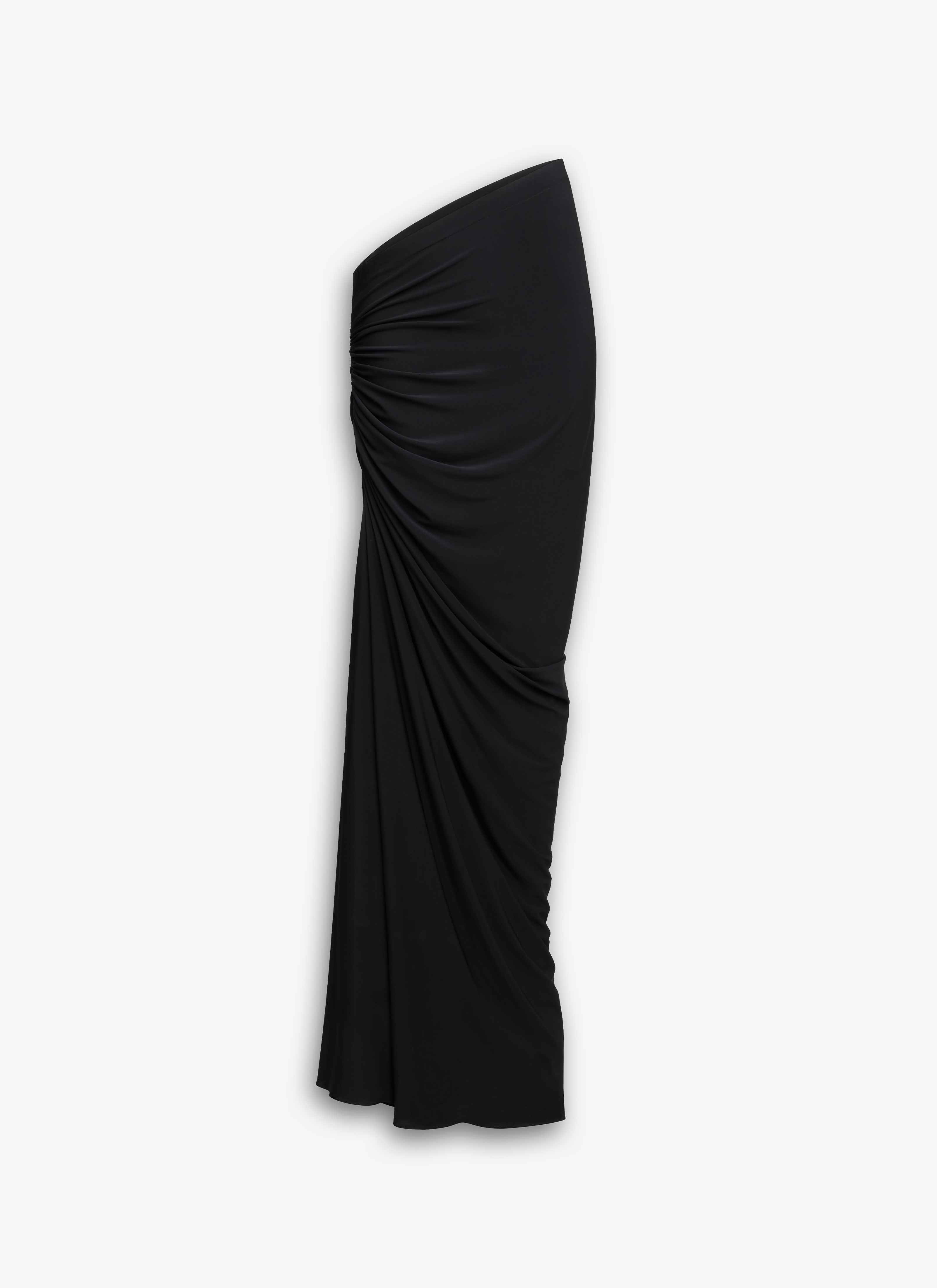 ALAÏA BLACK SOFT JERSEY DRAPED SKIRT