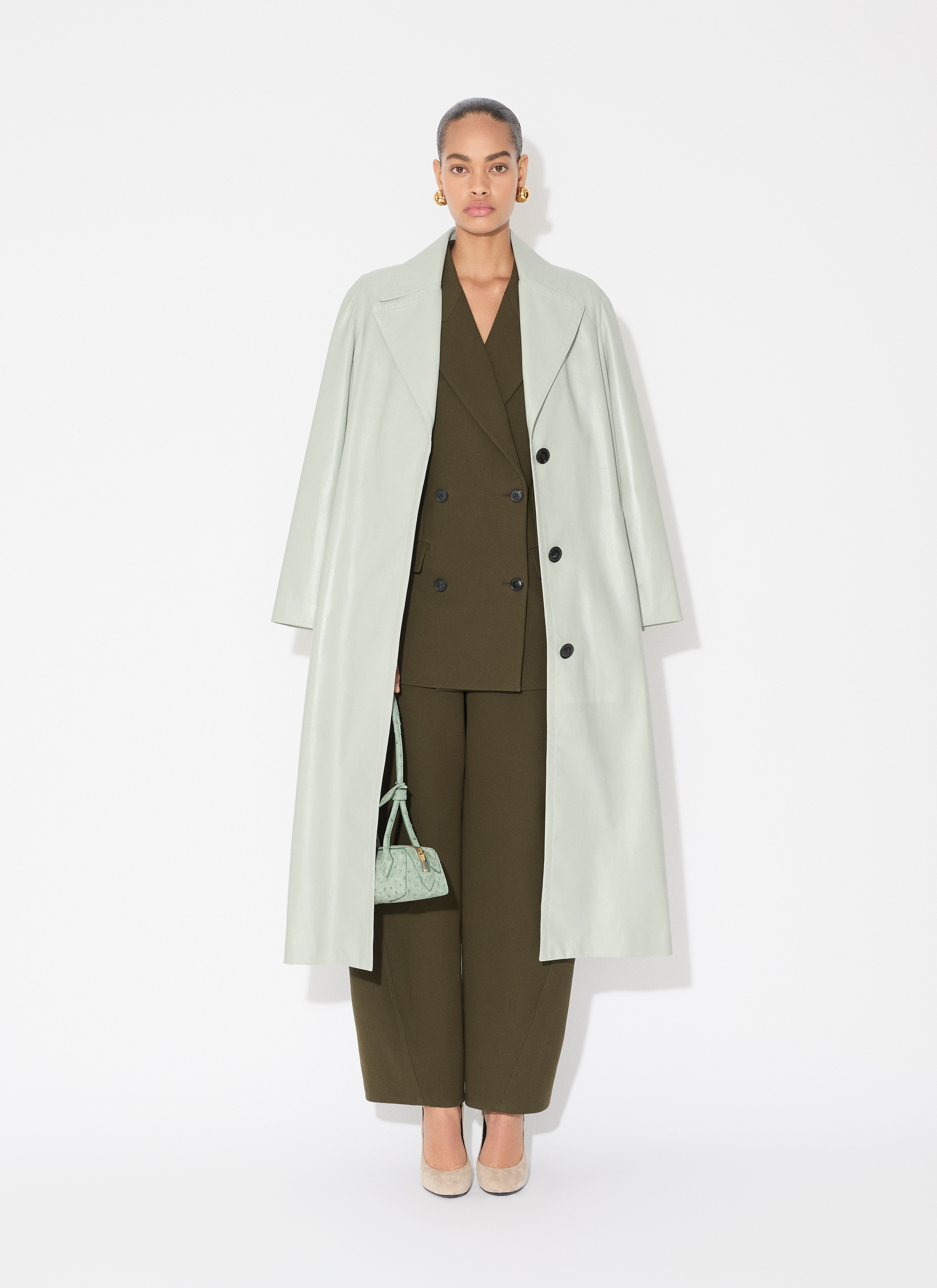 ALAÏA GREEN LEATHER TRENCH