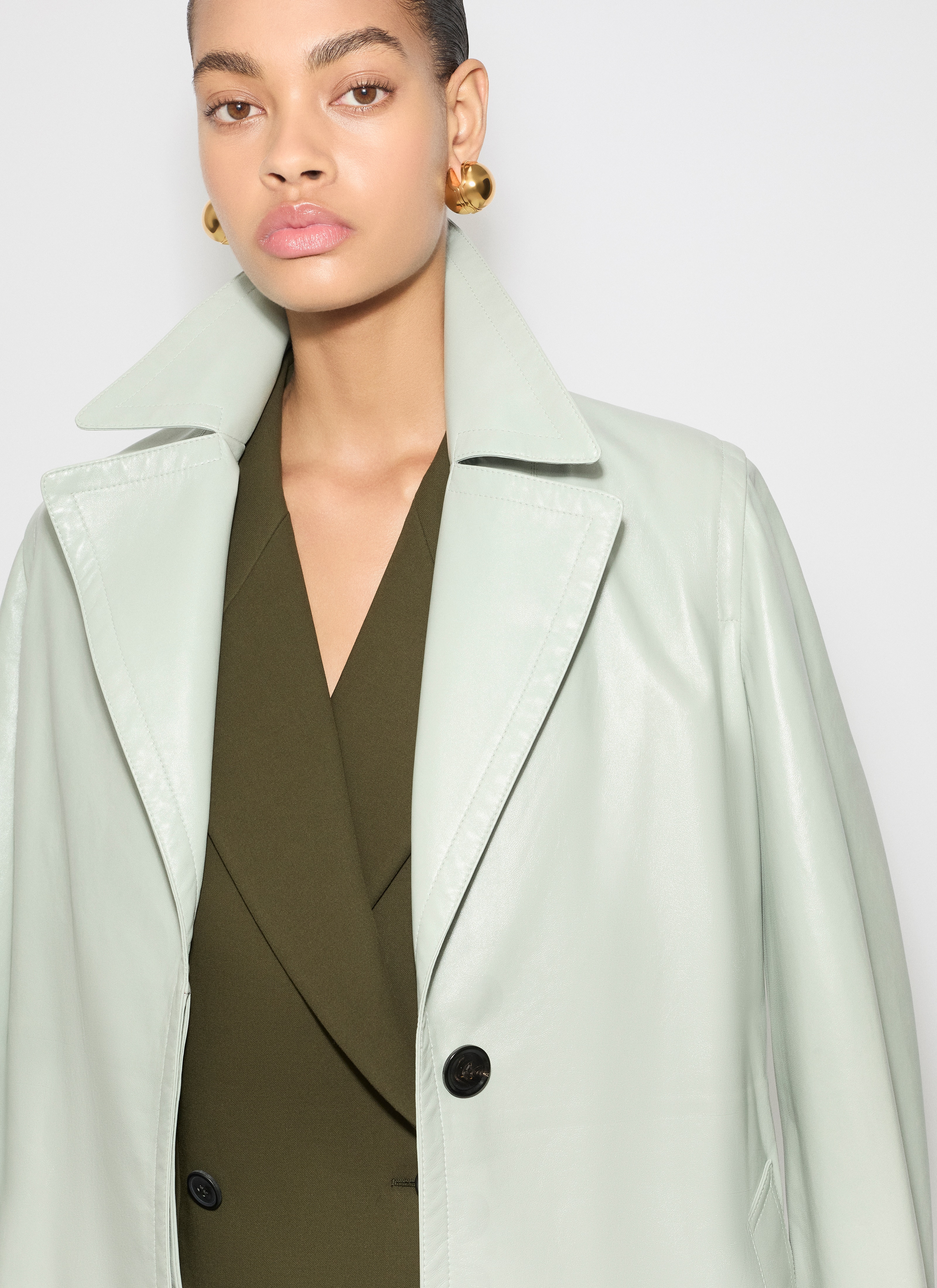ALAÏA GREEN LEATHER TRENCH