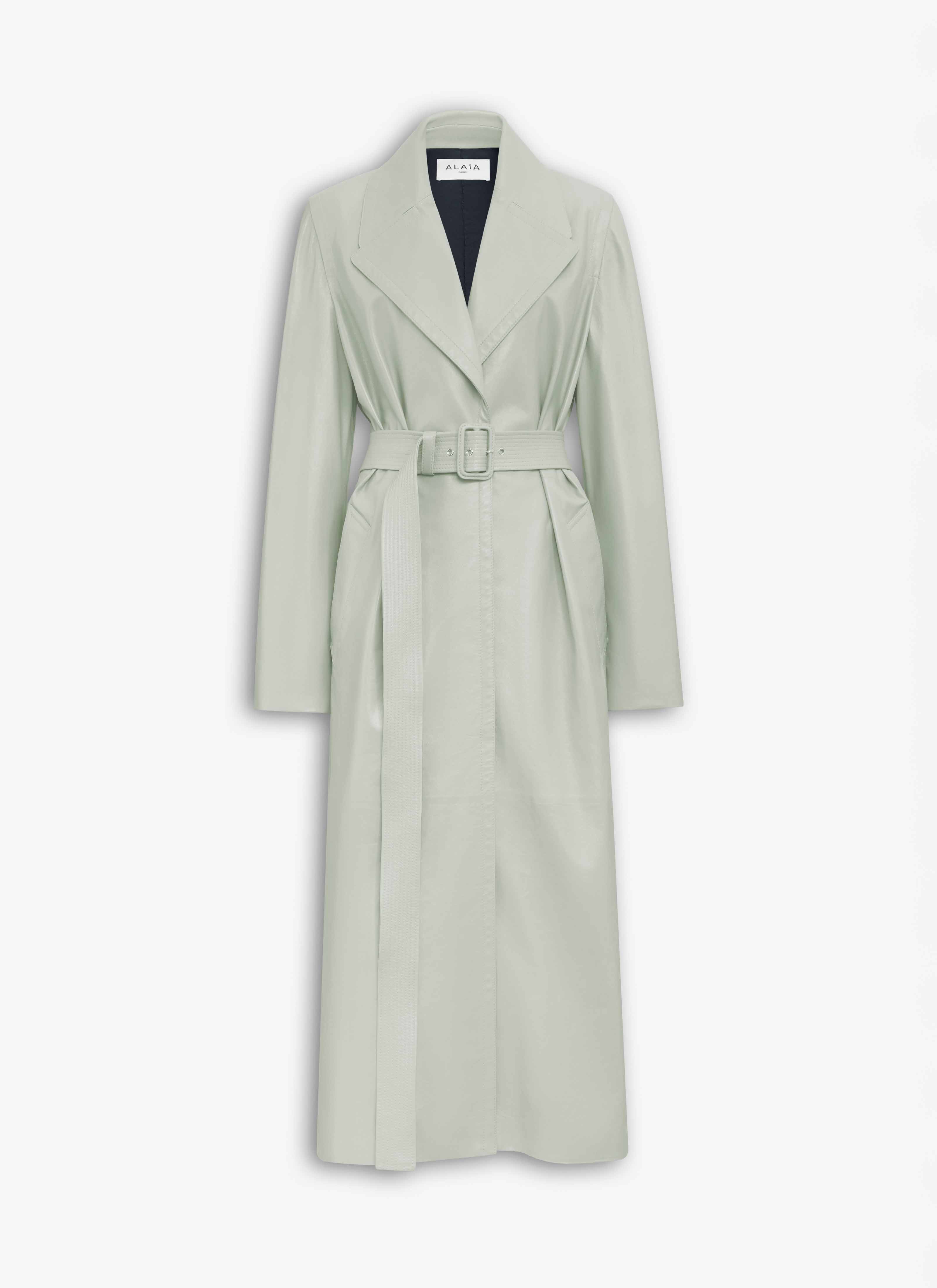 ALAÏA GREEN LEATHER TRENCH