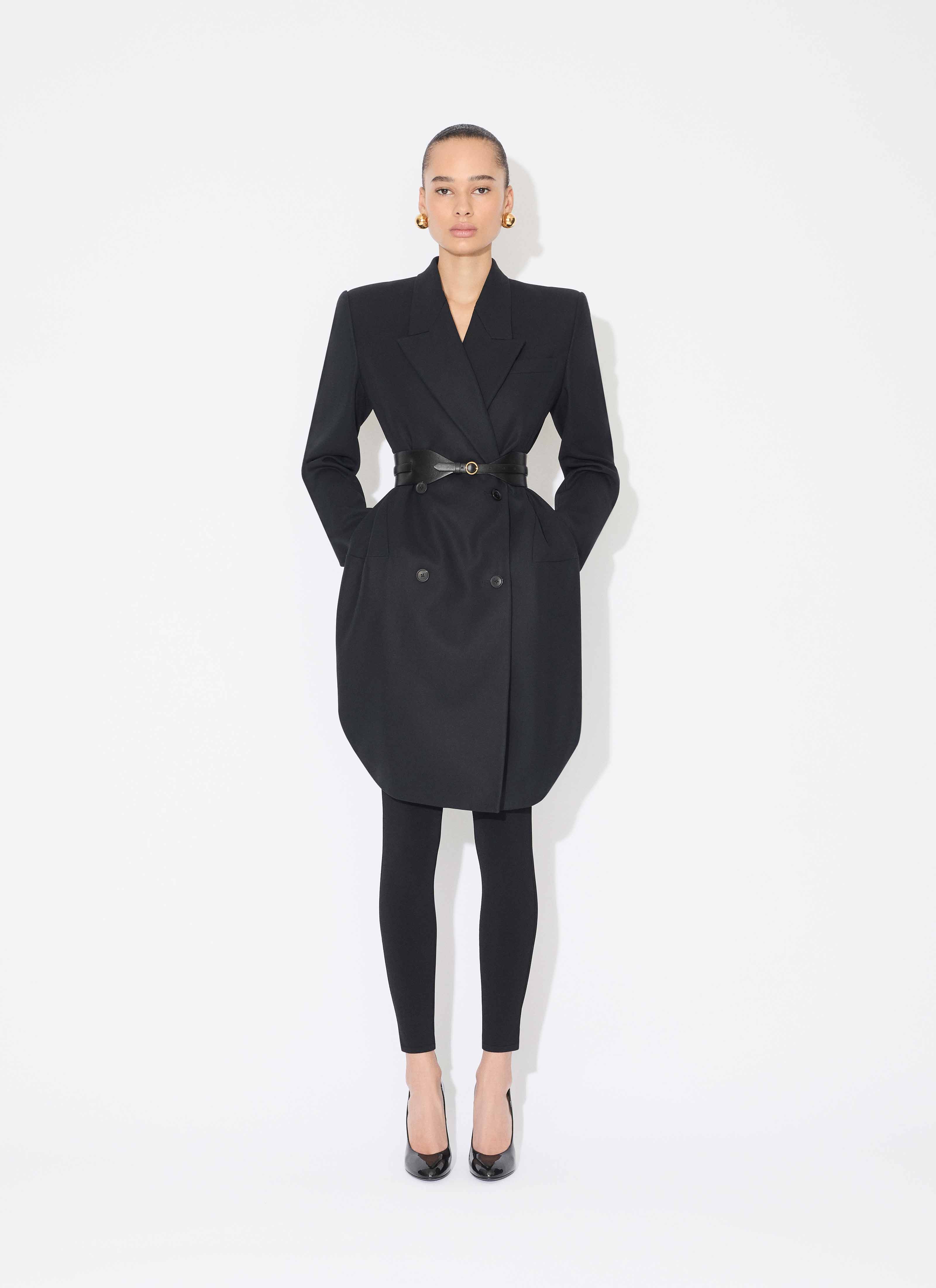 ALAÏA DARK BLUE ROUND COTTON COAT