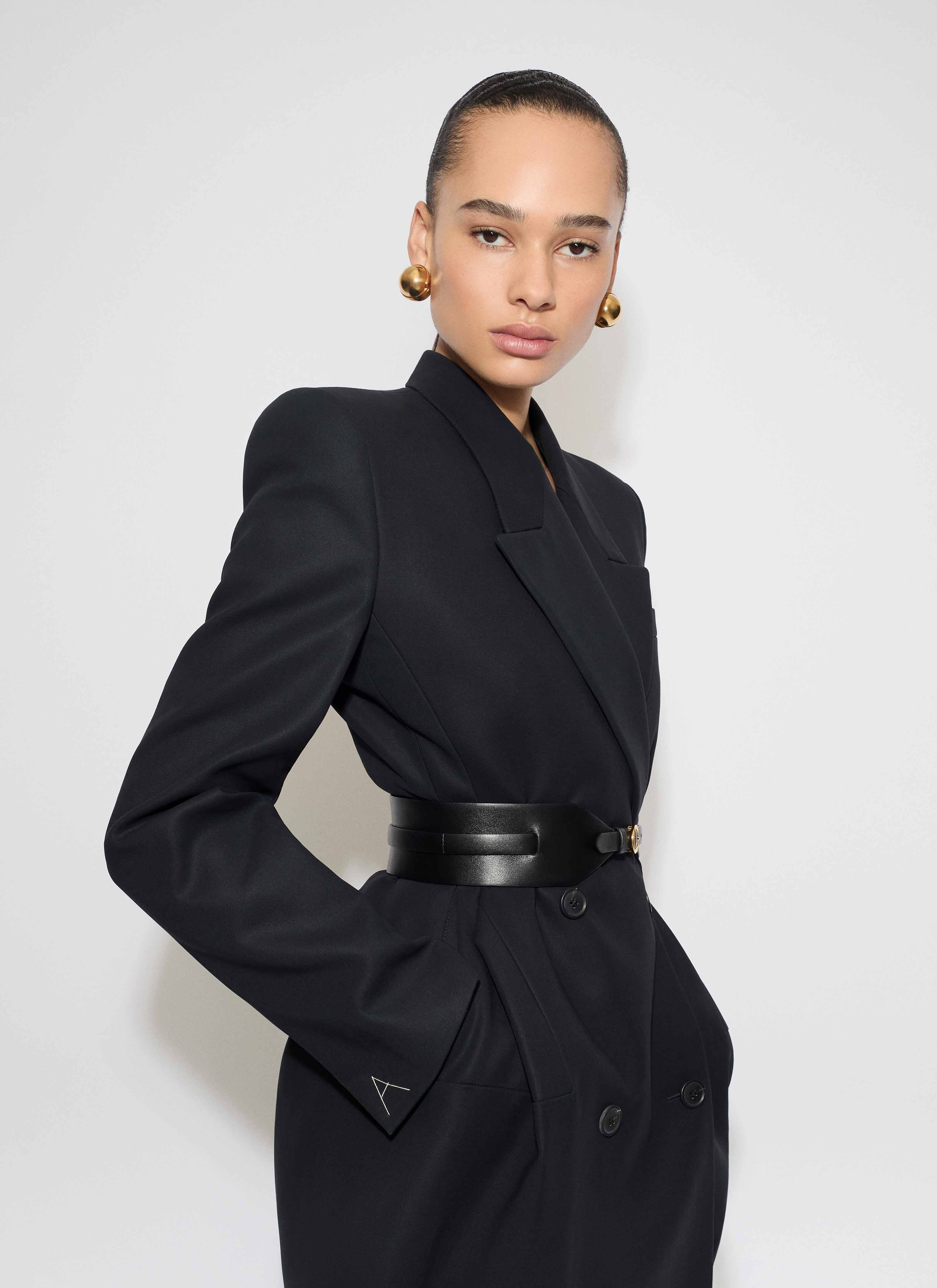 ALAÏA DARK BLUE ROUND COTTON COAT