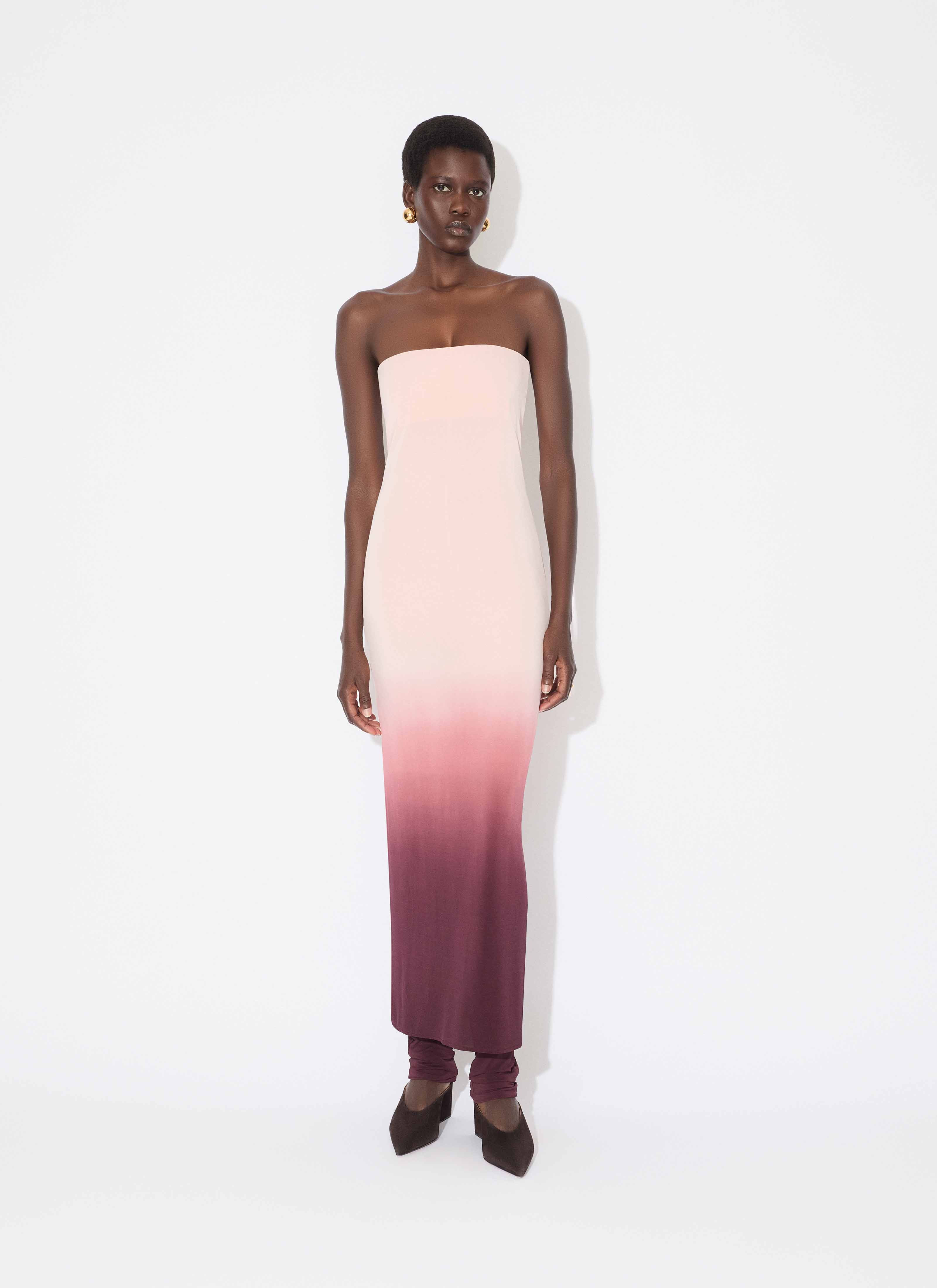 ALAÏA BURGUNDY GRADIENT JERSEY JUMPSUIT