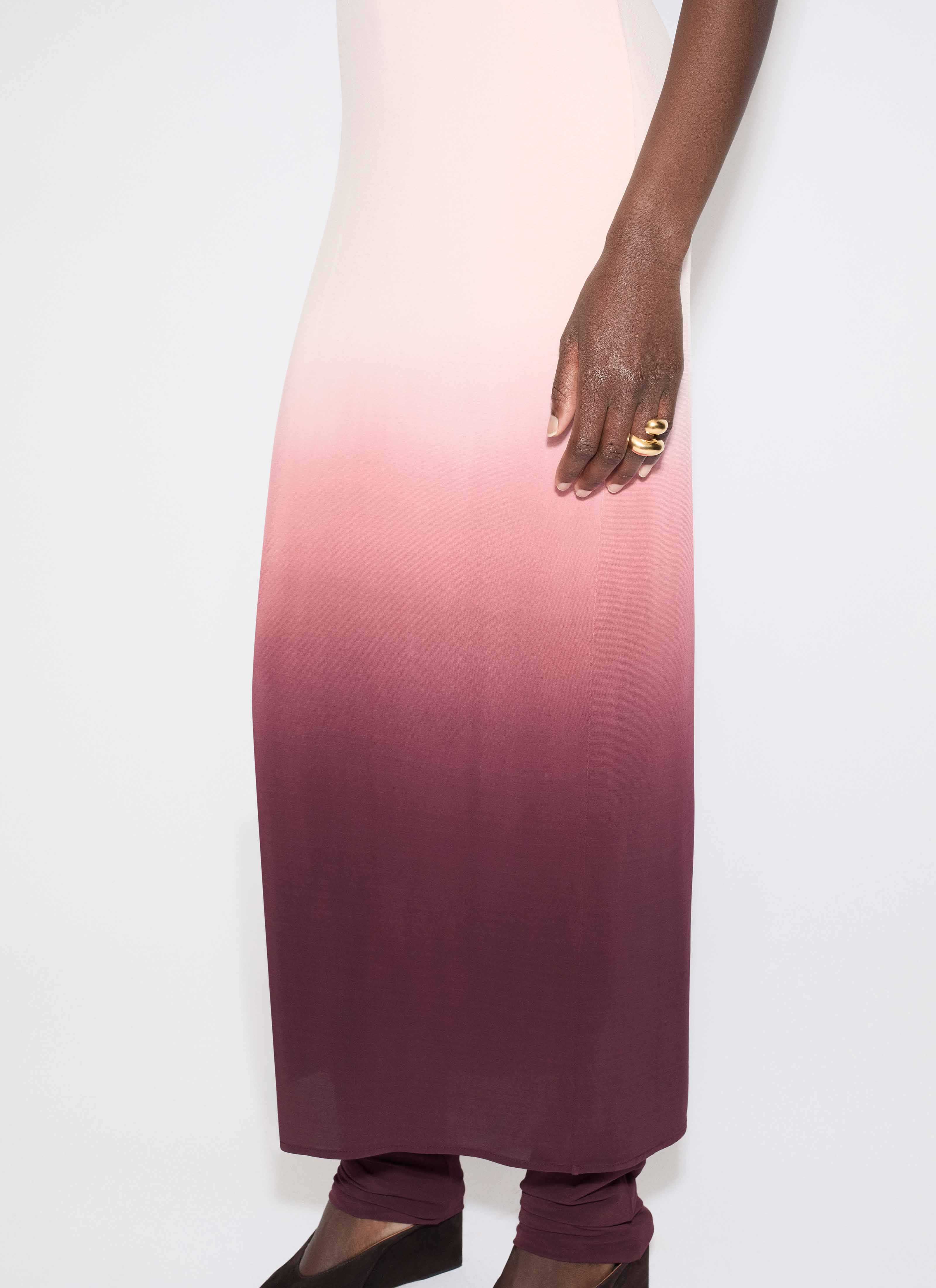 ALAÏA BURGUNDY GRADIENT JERSEY JUMPSUIT