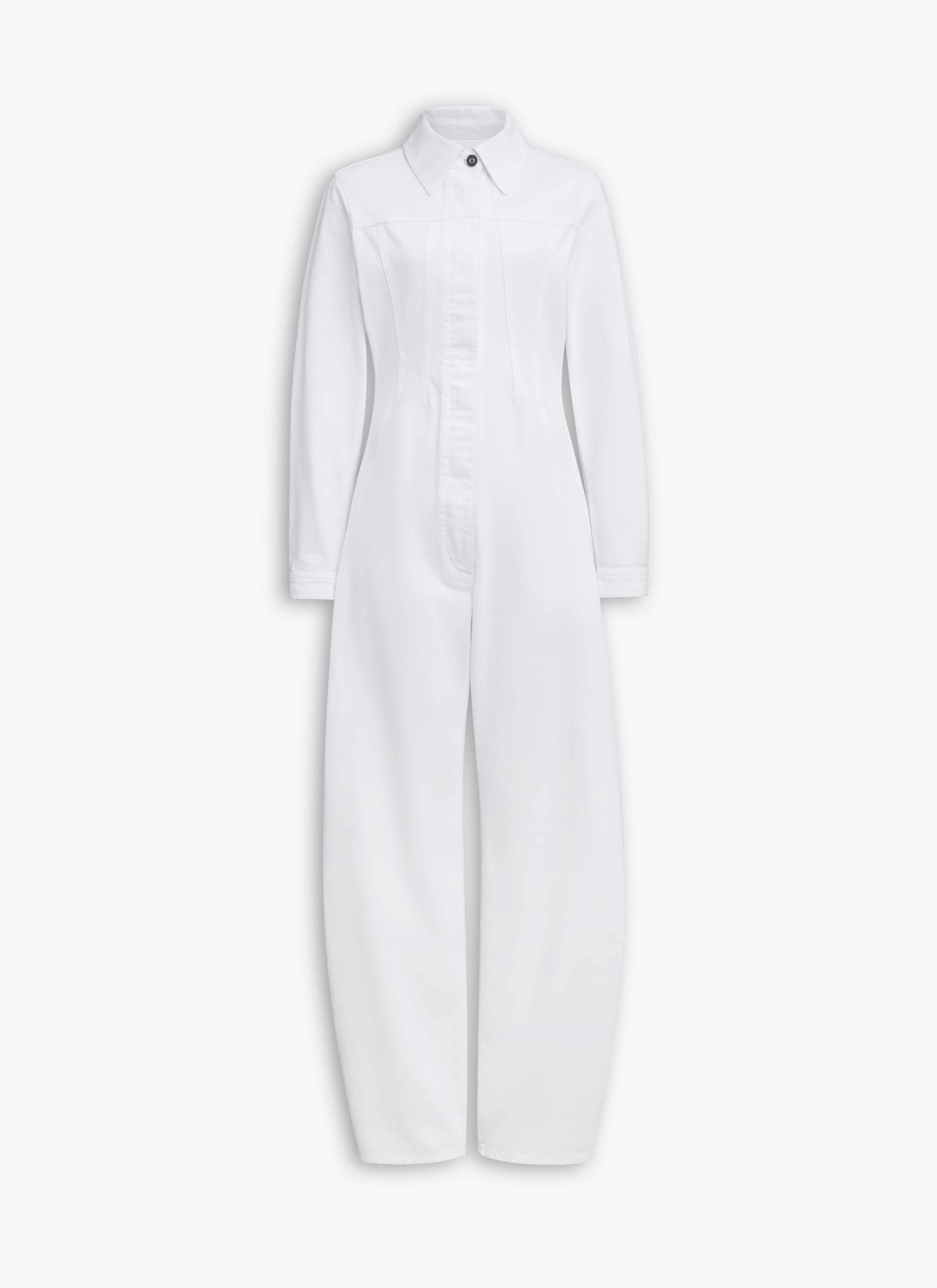 ALAÏA TUTA ARROTONDATA IN DENIM BIANCO
