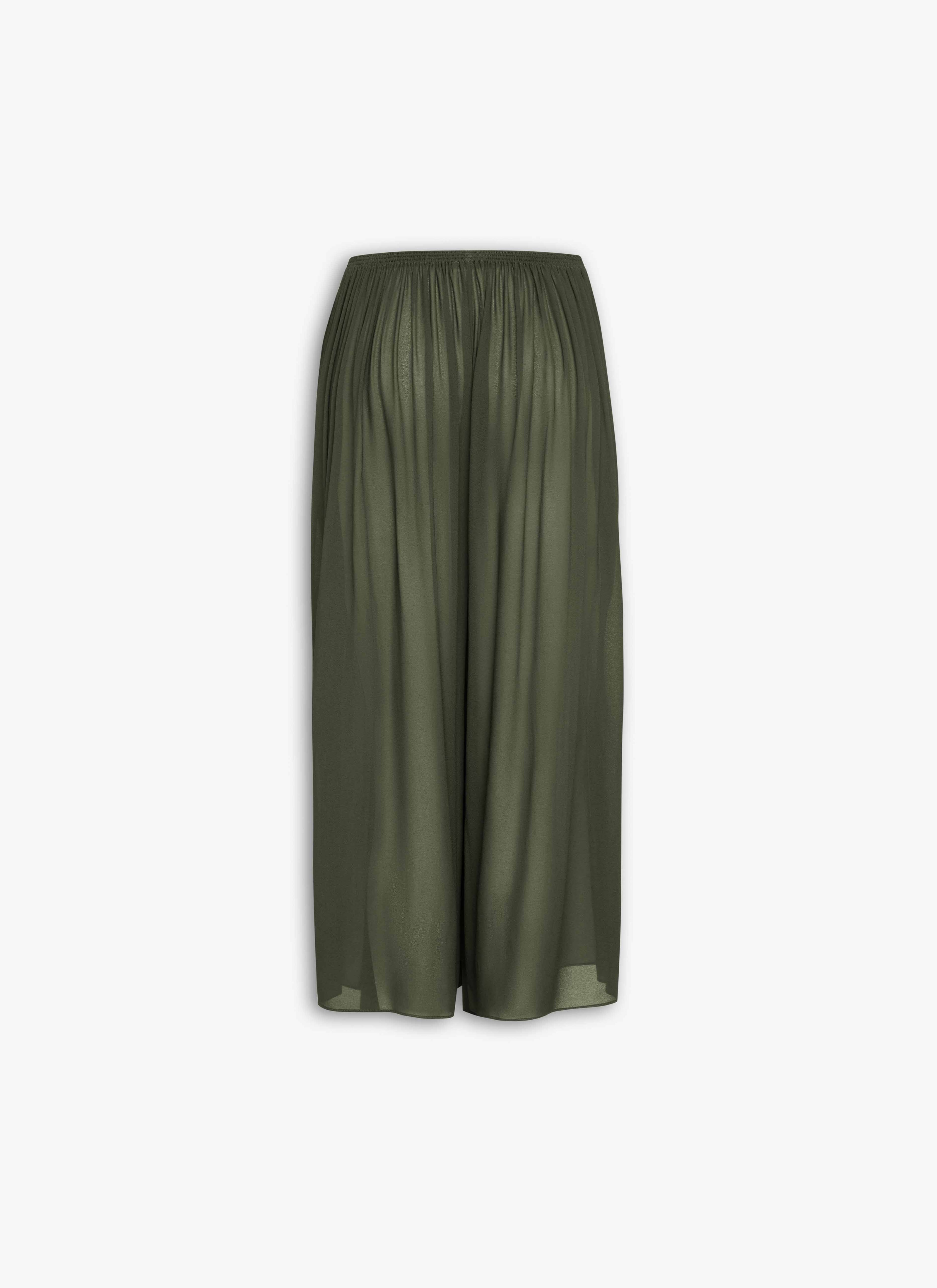 ALAÏA PANTALONI CON RUCHE IN GEORGETTE VERDE SCURO