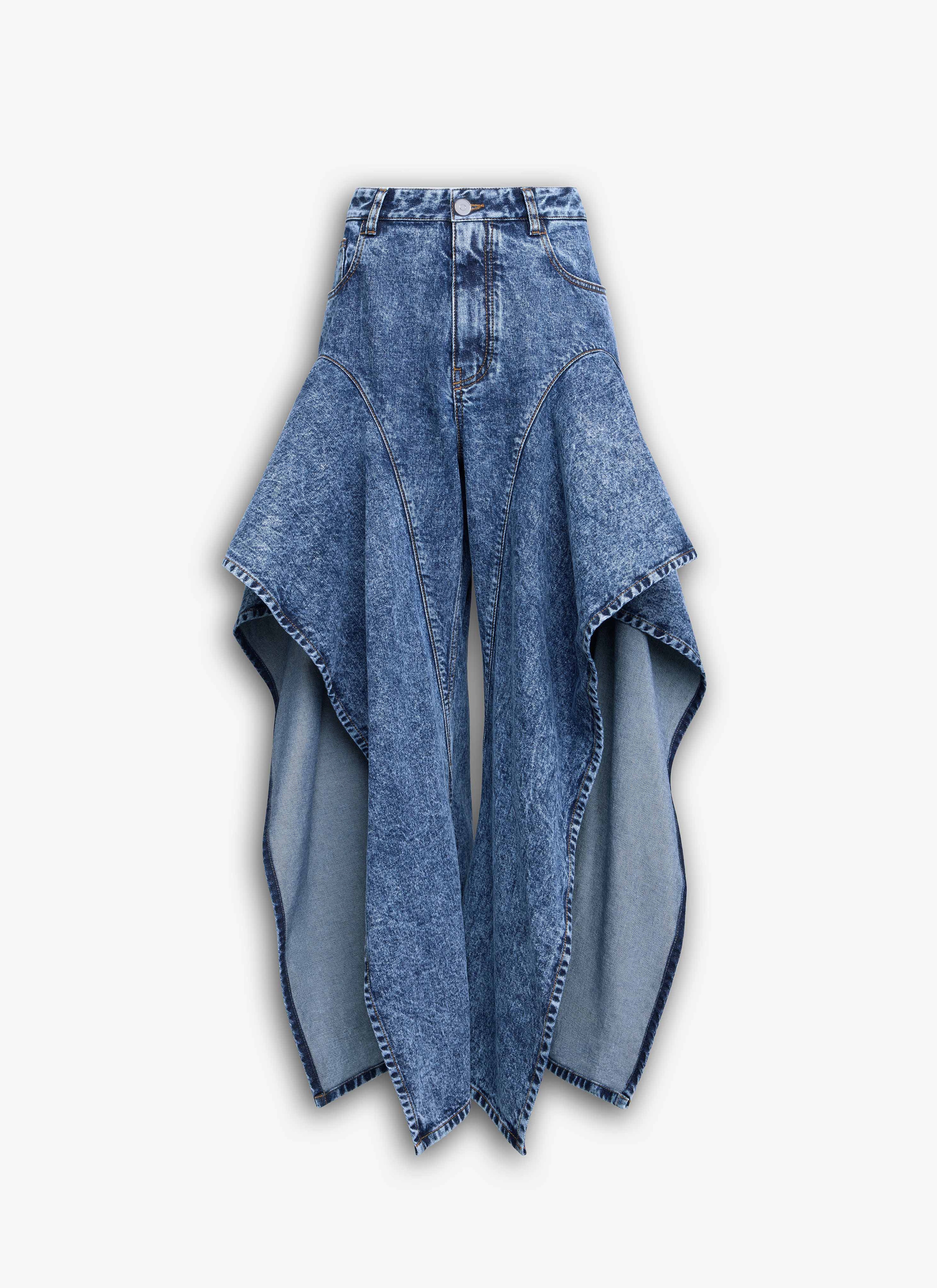 ALAÏA LIGHT BLUE RUFFLE JEANS