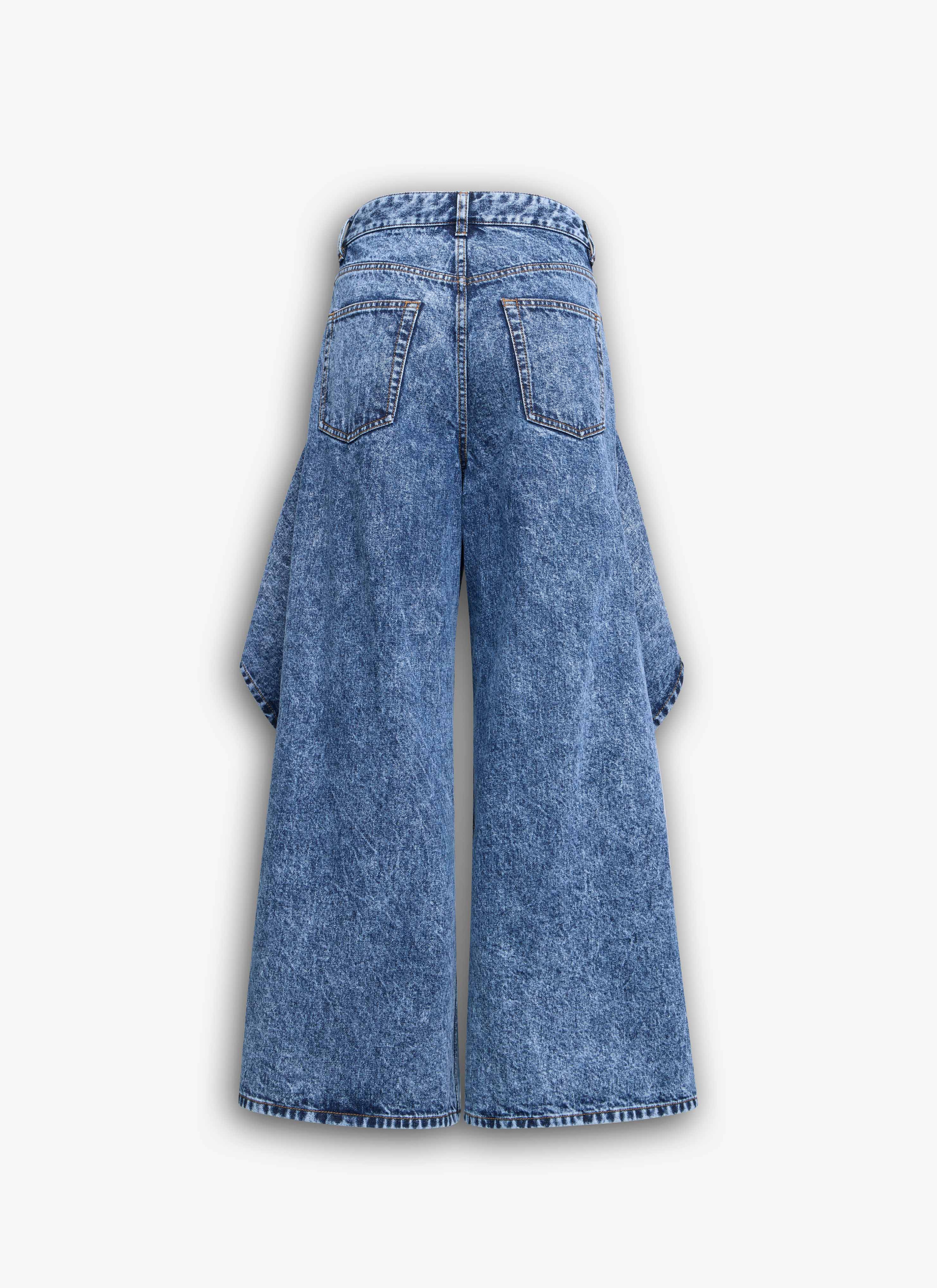 ALAÏA LIGHT BLUE RUFFLE JEANS