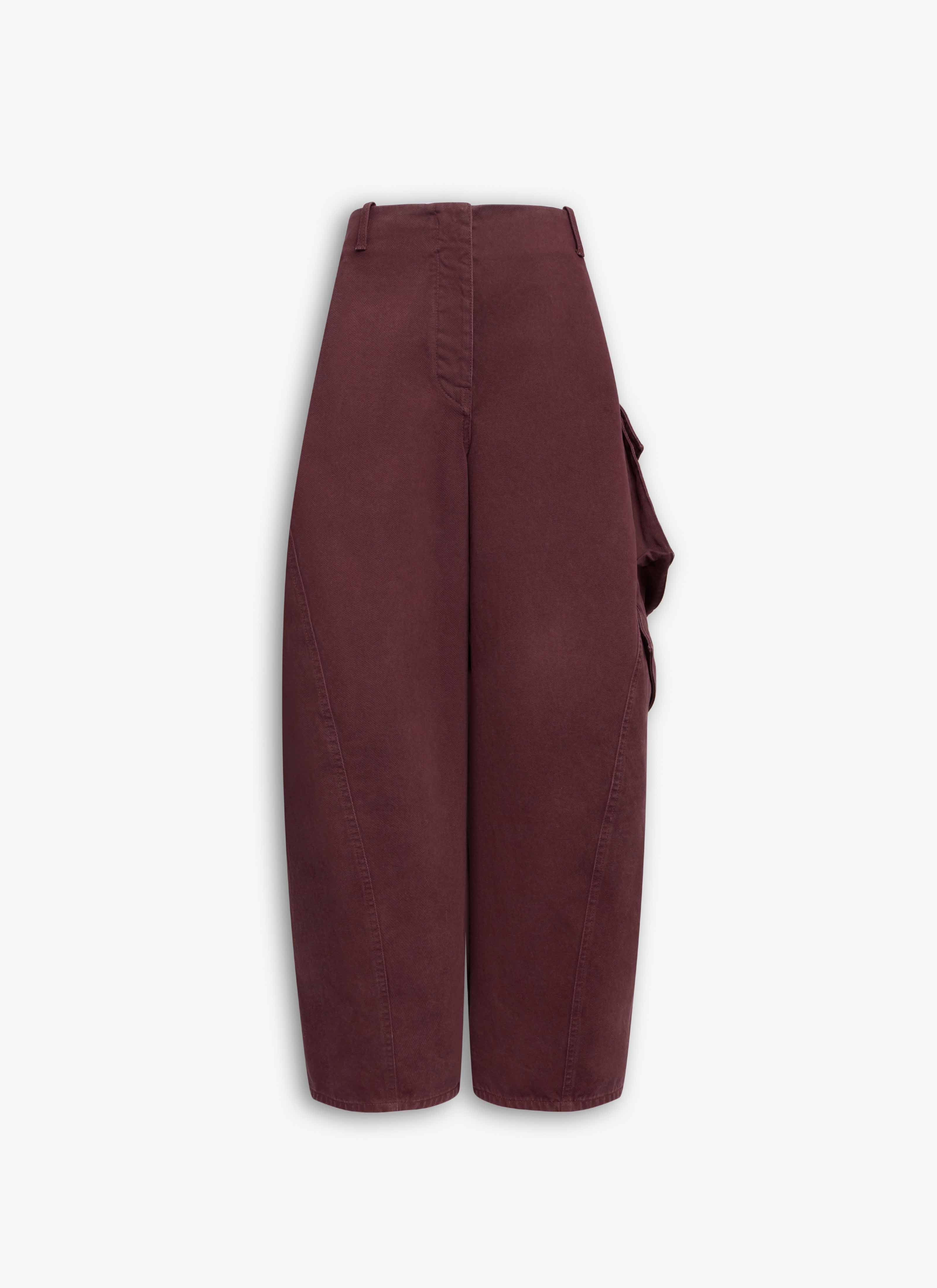 ALAÏA BURGUNDY ROUND CARGO PANTS