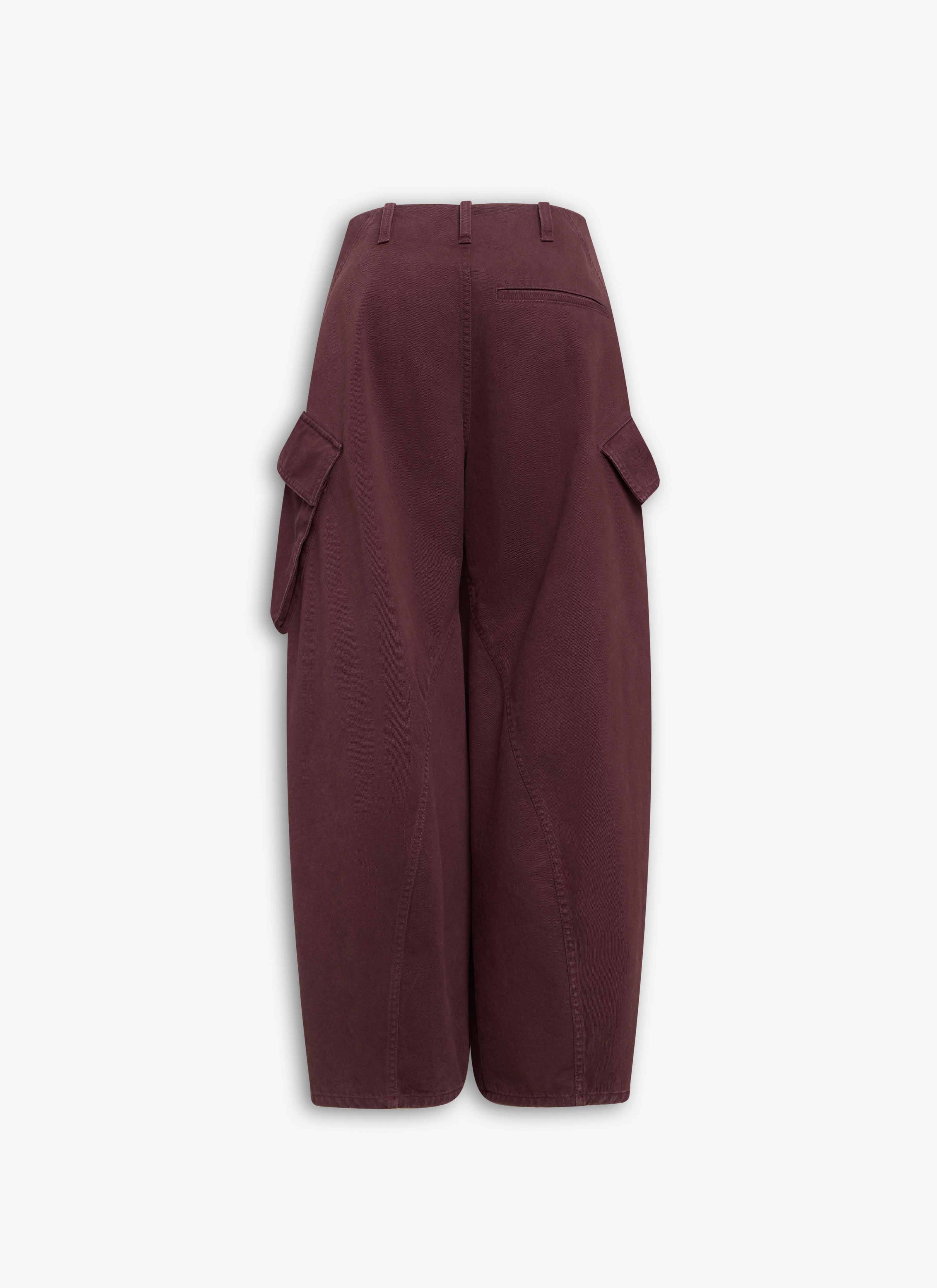 ALAÏA BURGUNDY ROUND CARGO PANTS