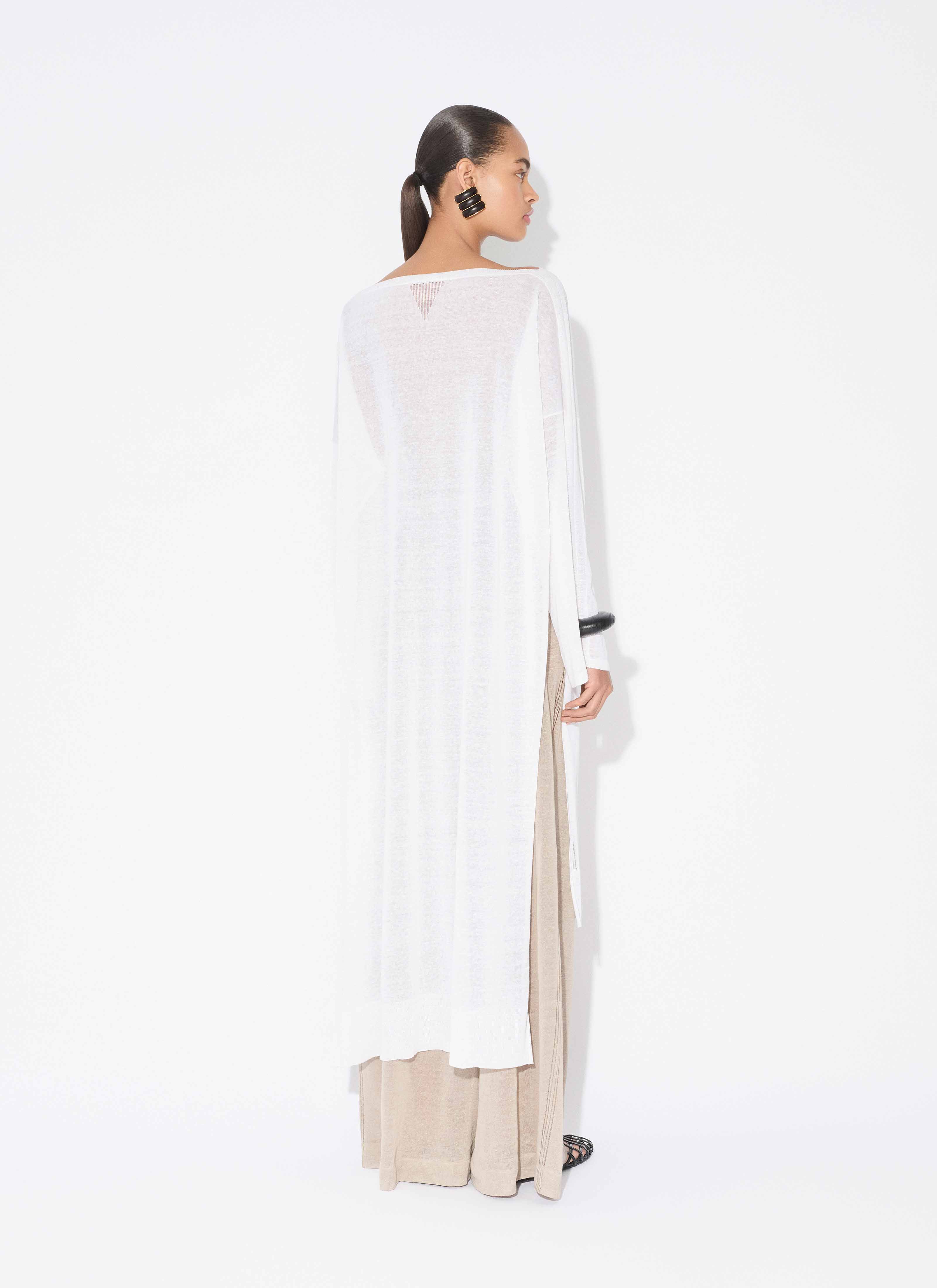 ALAÏA BEIGE HOSE AUS SEIDE UND LEINEN