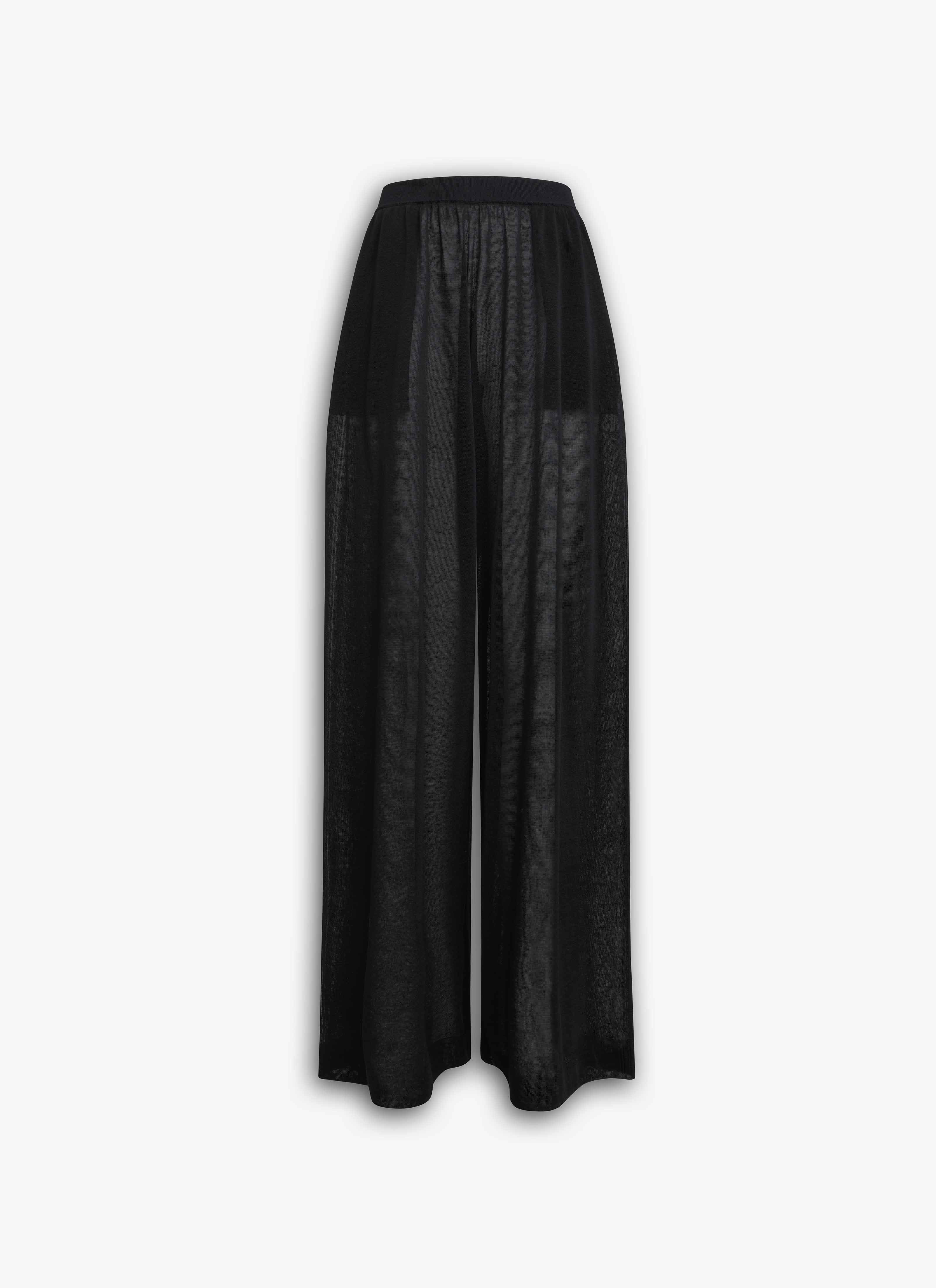 ALAÏA BLACK SILK LINEN KNIT PANTS