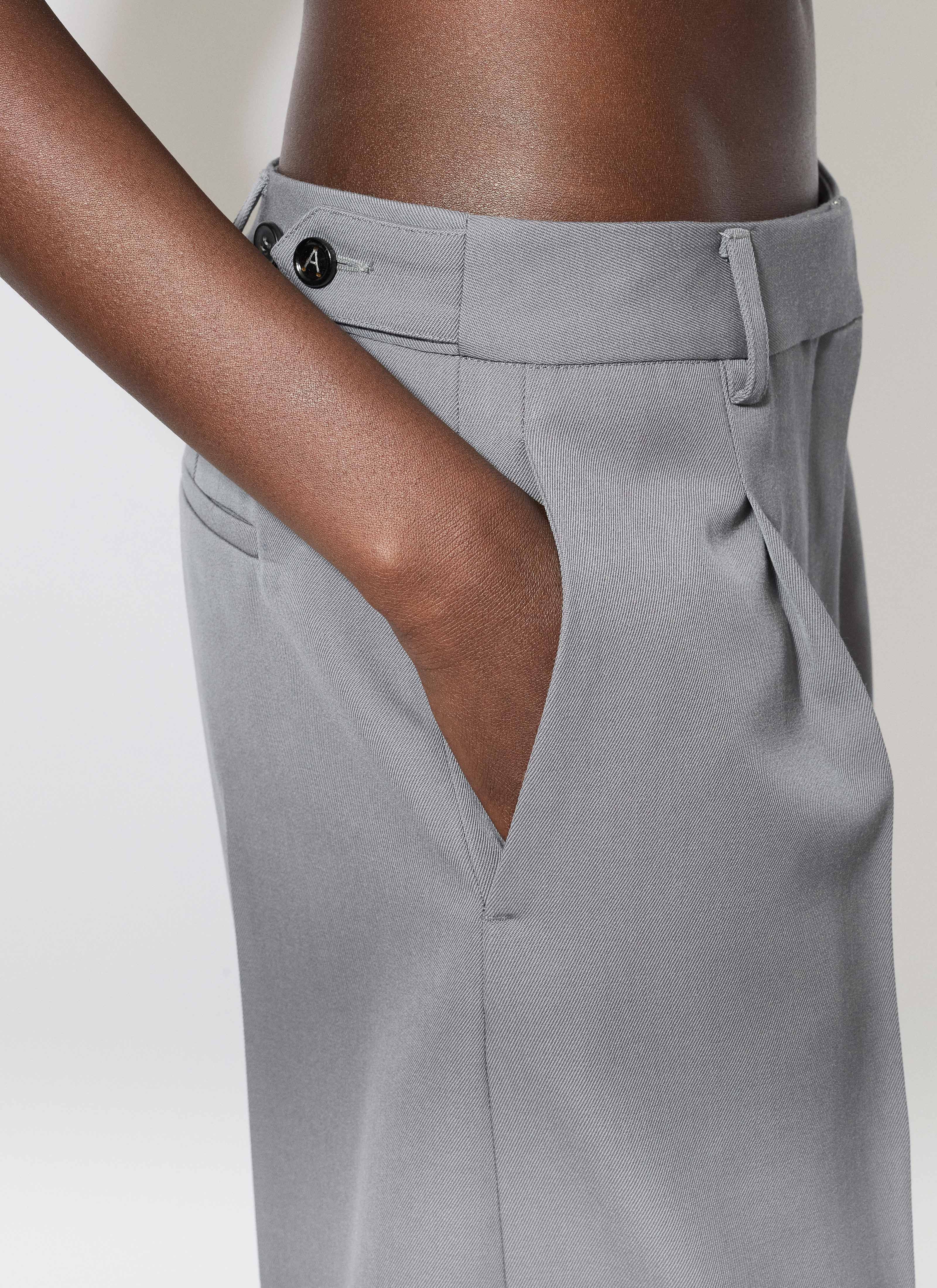 ALAÏA GRAY WOOL GABARDINE TROUSERS