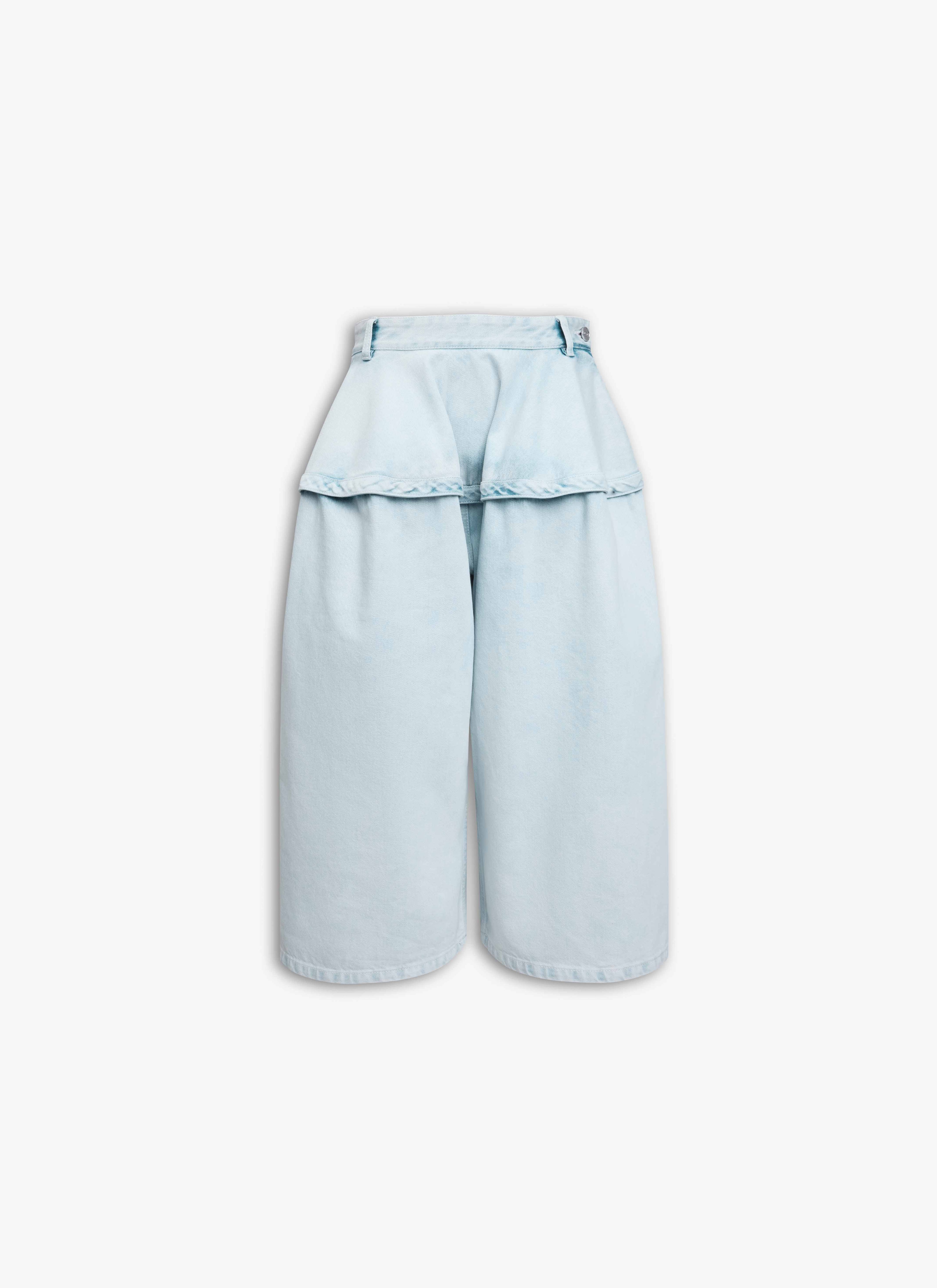 ALAÏA LIGHT BLUE PEPLUM BERMUDAS