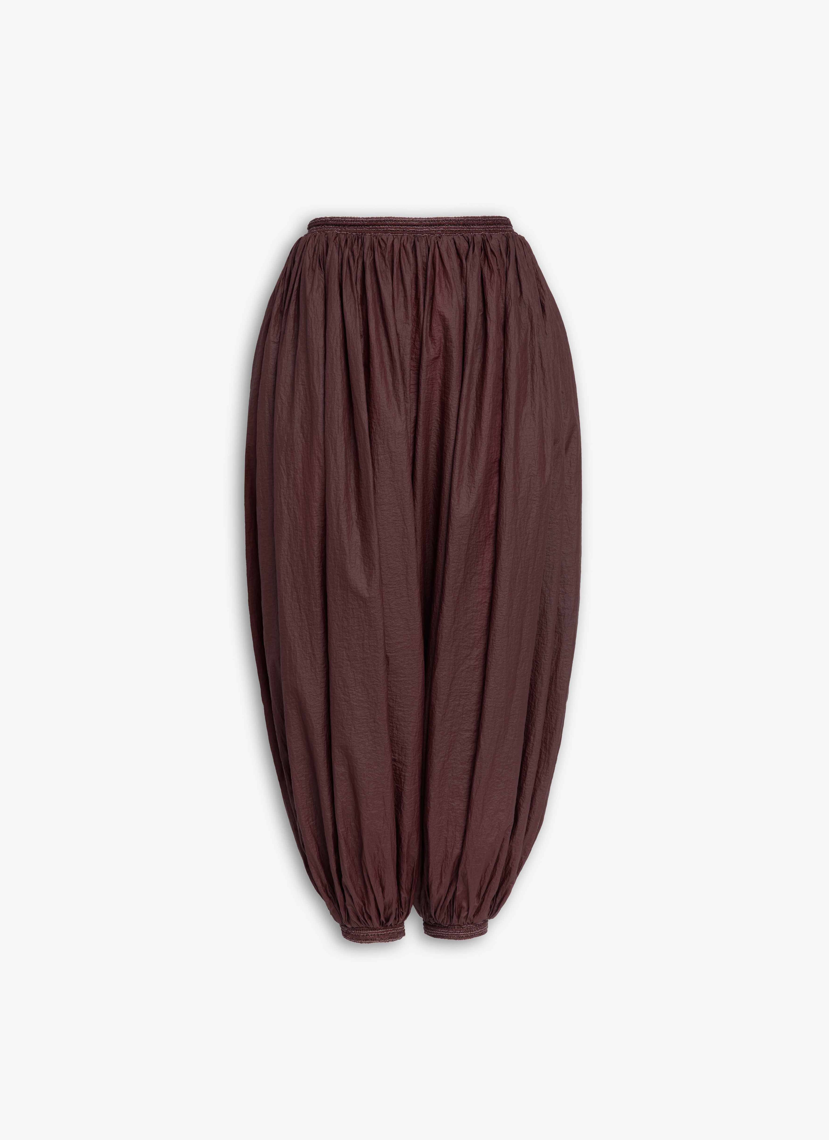 ALAÏA BURGUNDY SOFT NYLON BALLOON PANTS
